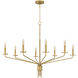 Alexander 8 Light 40 inch Brushed Gold Chandelier Ceiling Light
