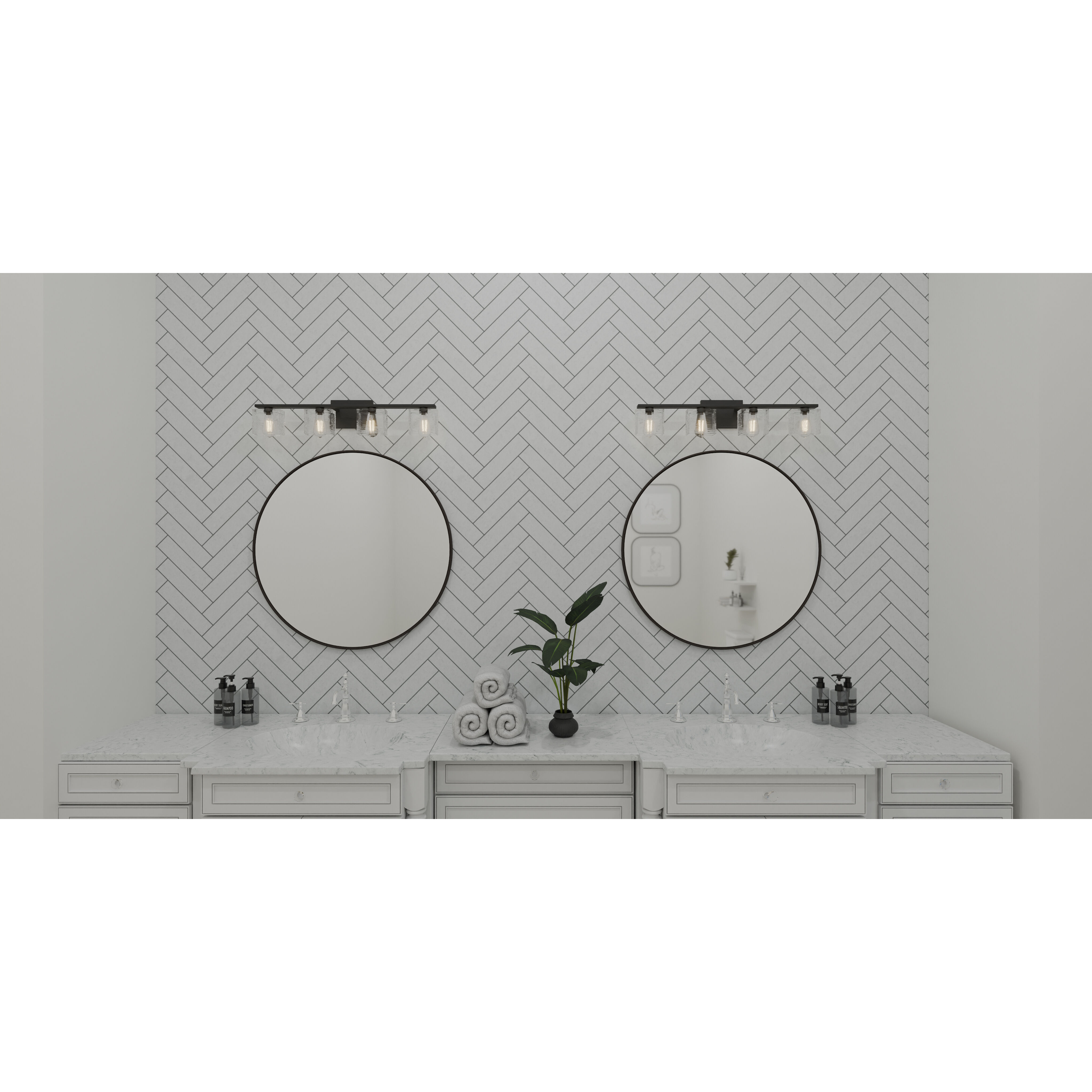 Westcap 4 Light 32 inch Matte Black Bath Light Wall Light, Extra Large