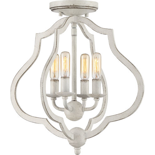 O'Keefe 4 Light 15 inch Antique White Semi-Flush Mount Ceiling Light