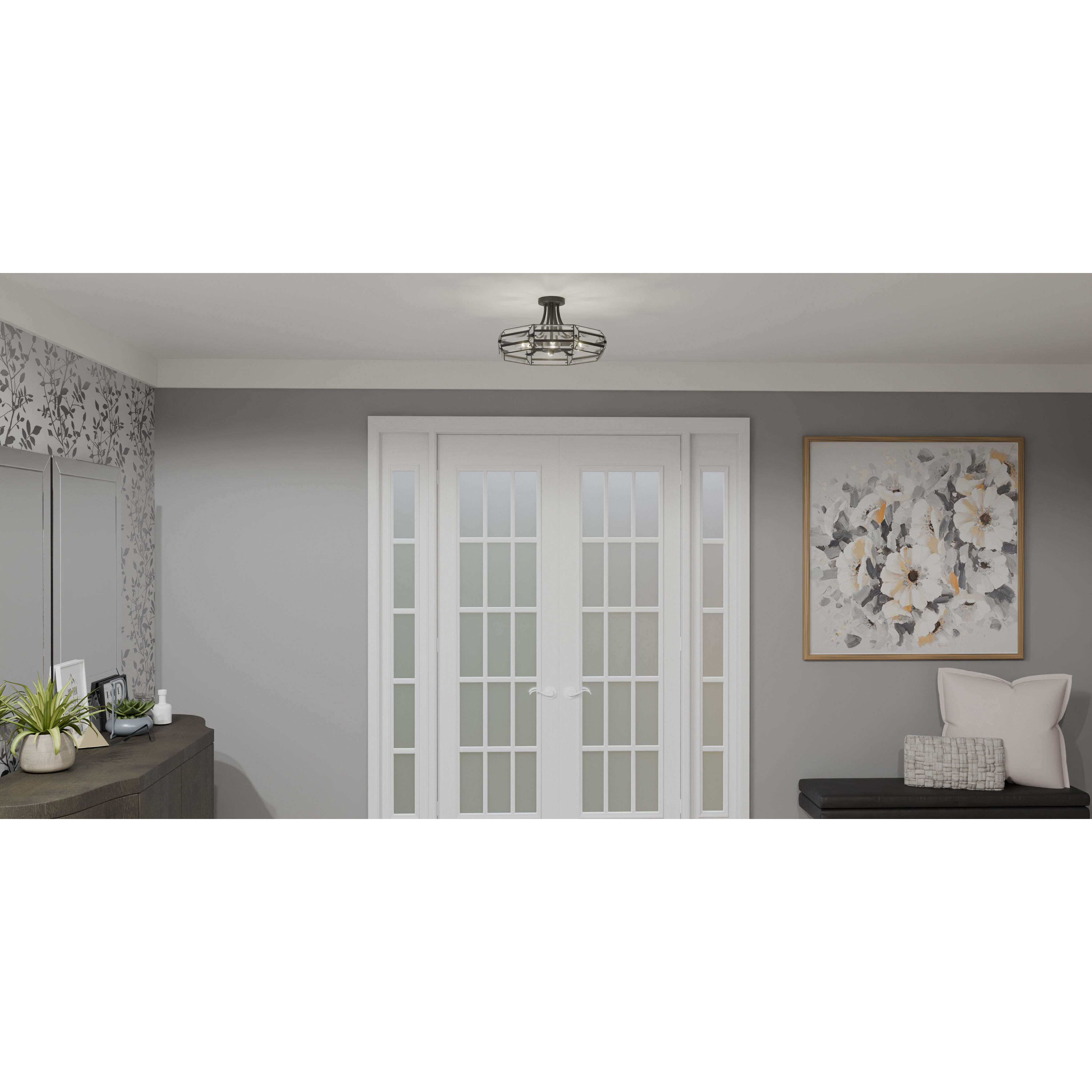 Padilla 4 Light 17 inch Matte Black Semi-Flush Mount Ceiling Light, Medium