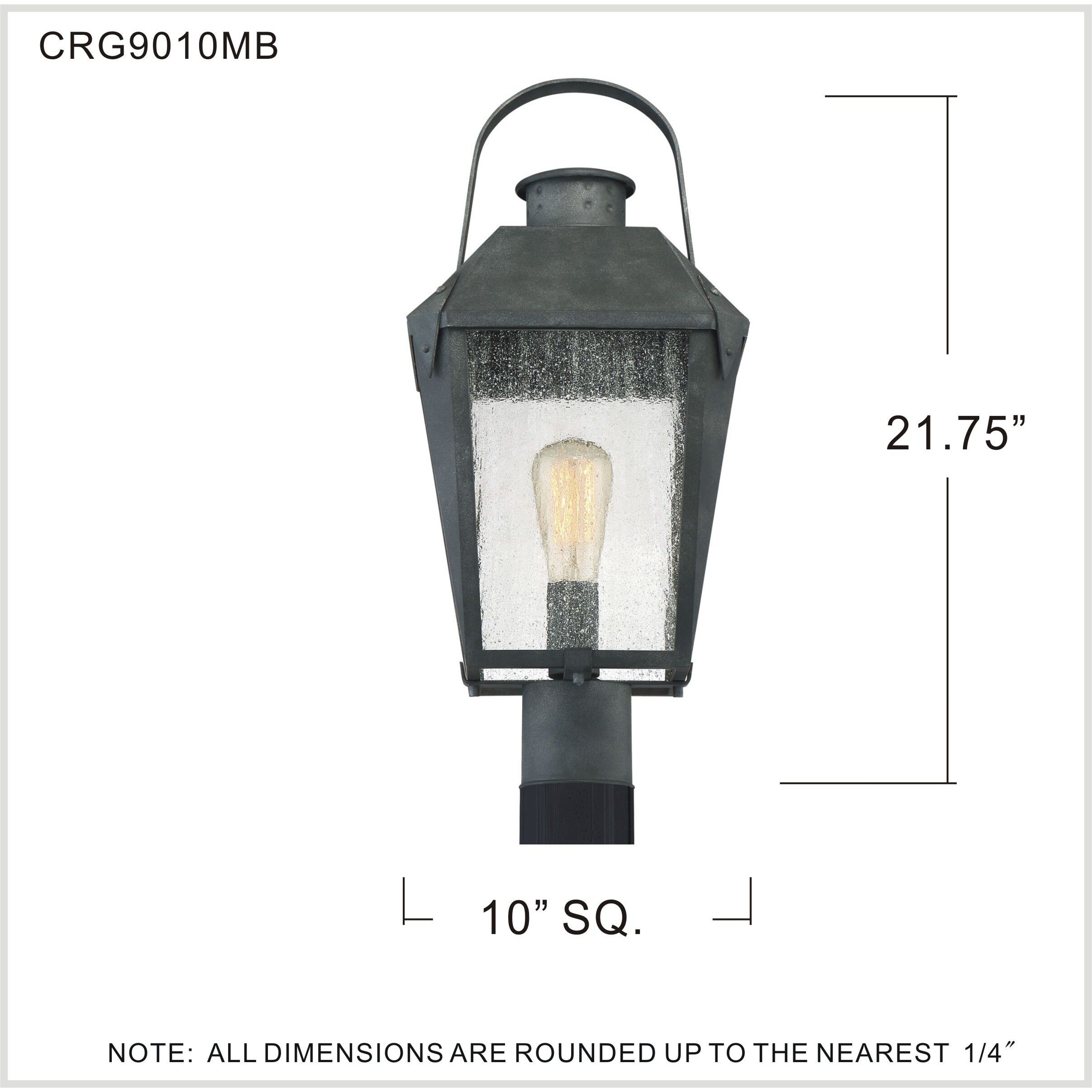 Carriage 1 Light 21.75 inch Mottled Black Outdoor Post Lantern