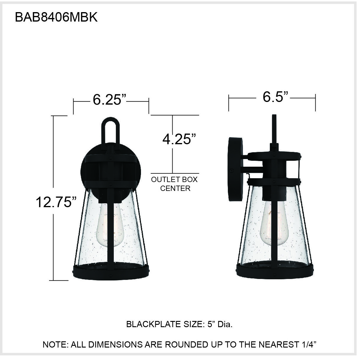 Barber 1 Light 13 inch Matte Black Outdoor Wall Lantern