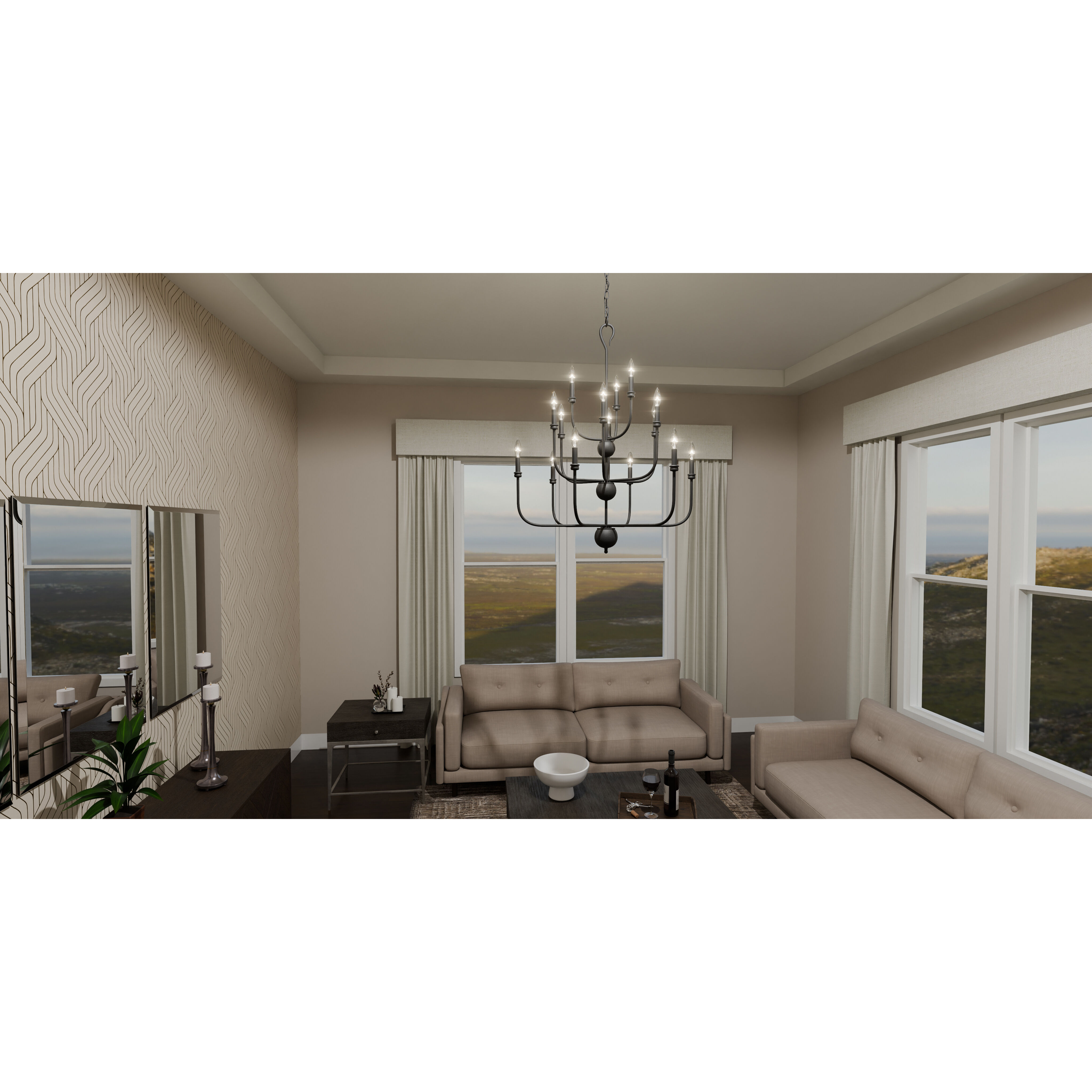 Blanche 15 Light 32 inch Matte Black Chandelier Ceiling Light