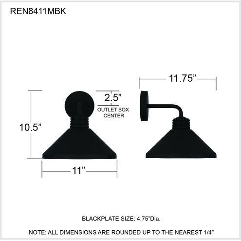 Rencher 1 Light 11 inch Matte Black Outdoor Wall Lantern