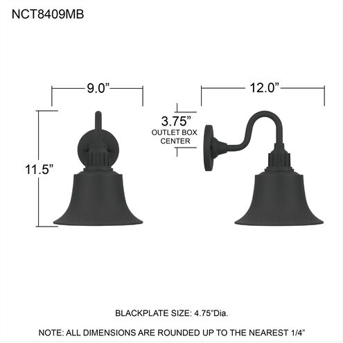 Nocturne 1 Light 12 inch Mottled Black Outdoor Wall Lantern, Medium