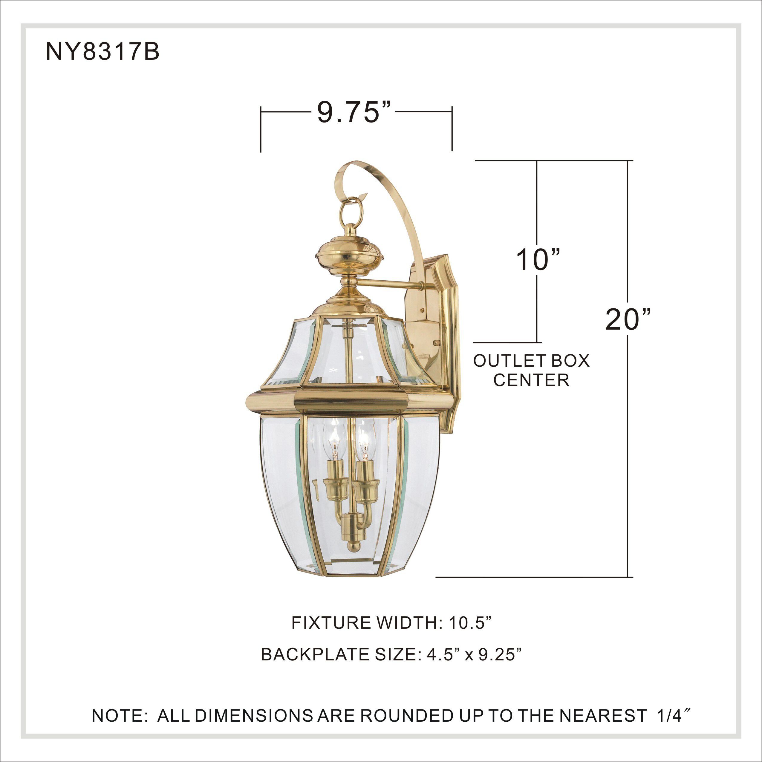 Newbury 2 Light 20 inch Polished Brass Outdoor Wall Lantern