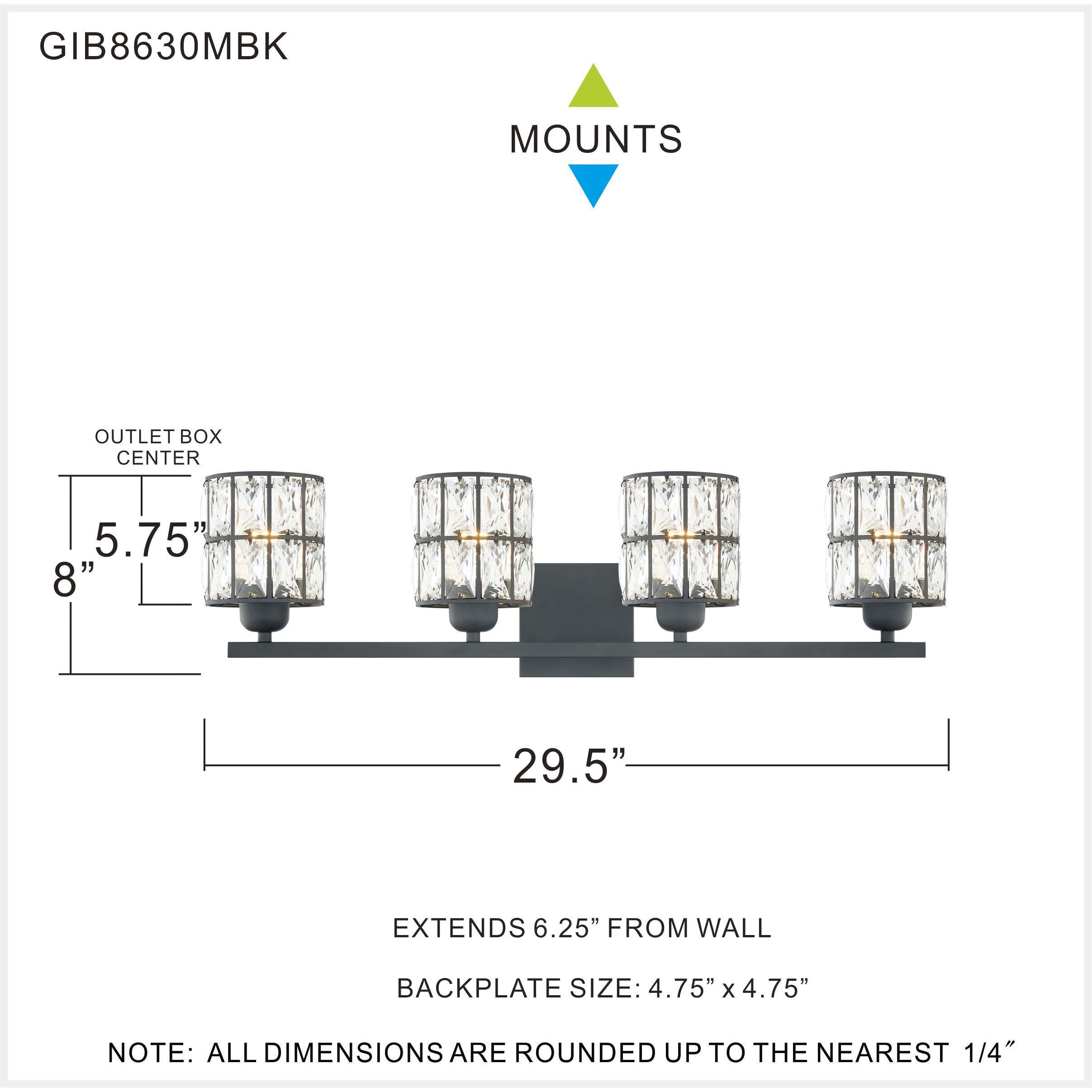 Gibson 4 Light 30 inch Matte Black Bath Light Wall Light