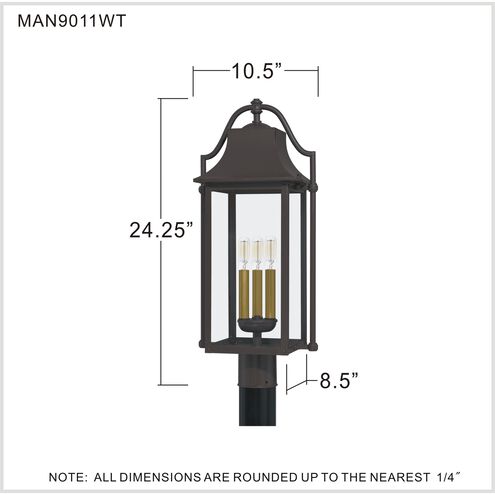 Manning 3 Light 24 inch Western Bronze Outdoor Post Lantern