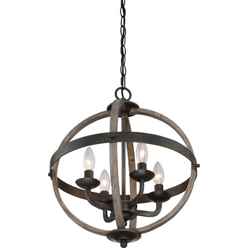 Fusion 4 Light 17 inch Rustic Black Foyer Piece Ceiling Light, Naturals