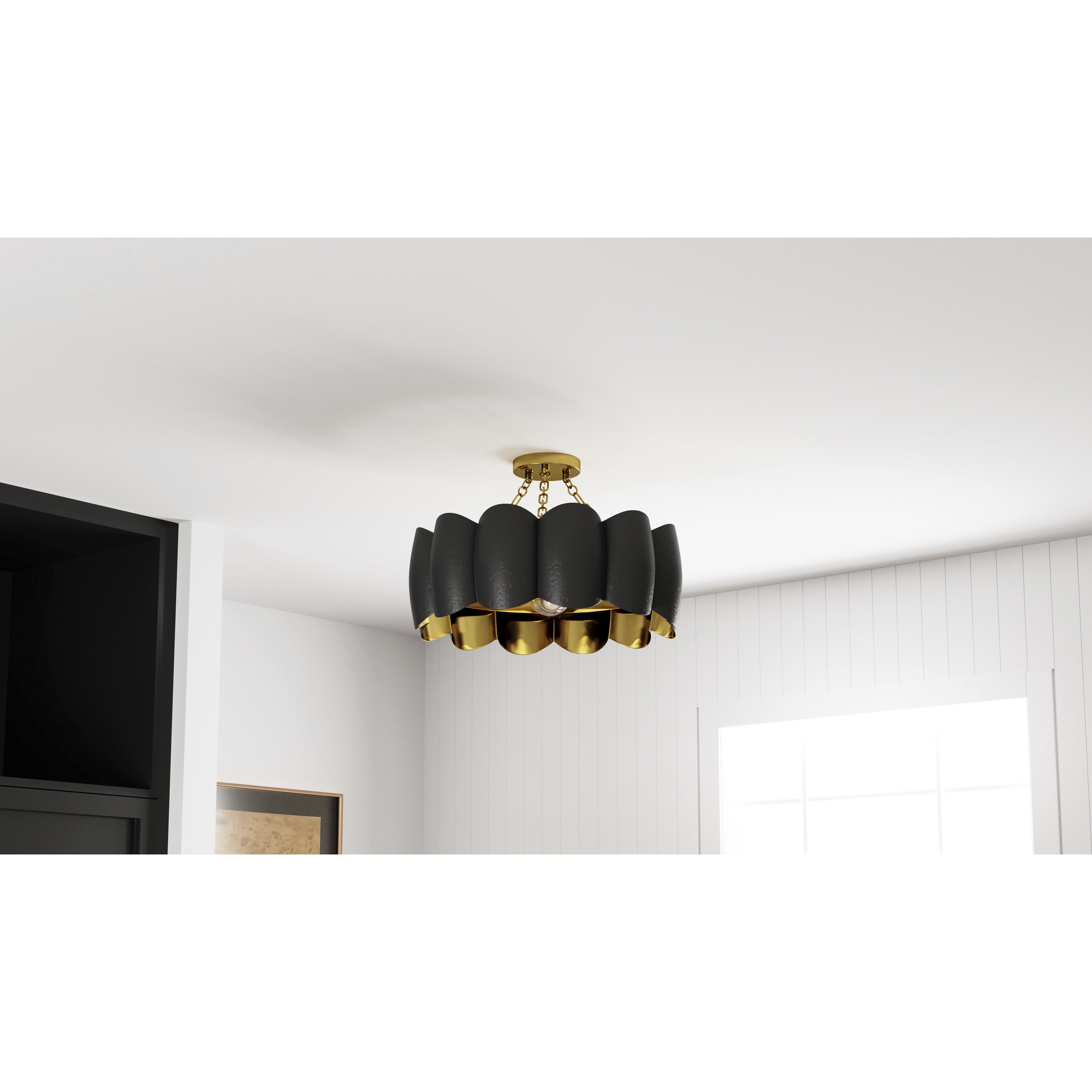 Santana 4 Light 19.25 inch Matte Black Semi-Flush Mount Ceiling Light, Large