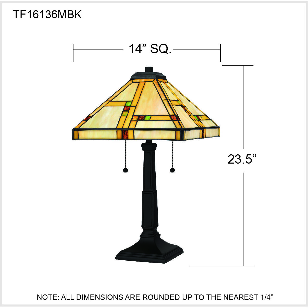 Orson 23.5 inch 75.00 watt Matte Black Table Lamp Portable Light, Tiffany
