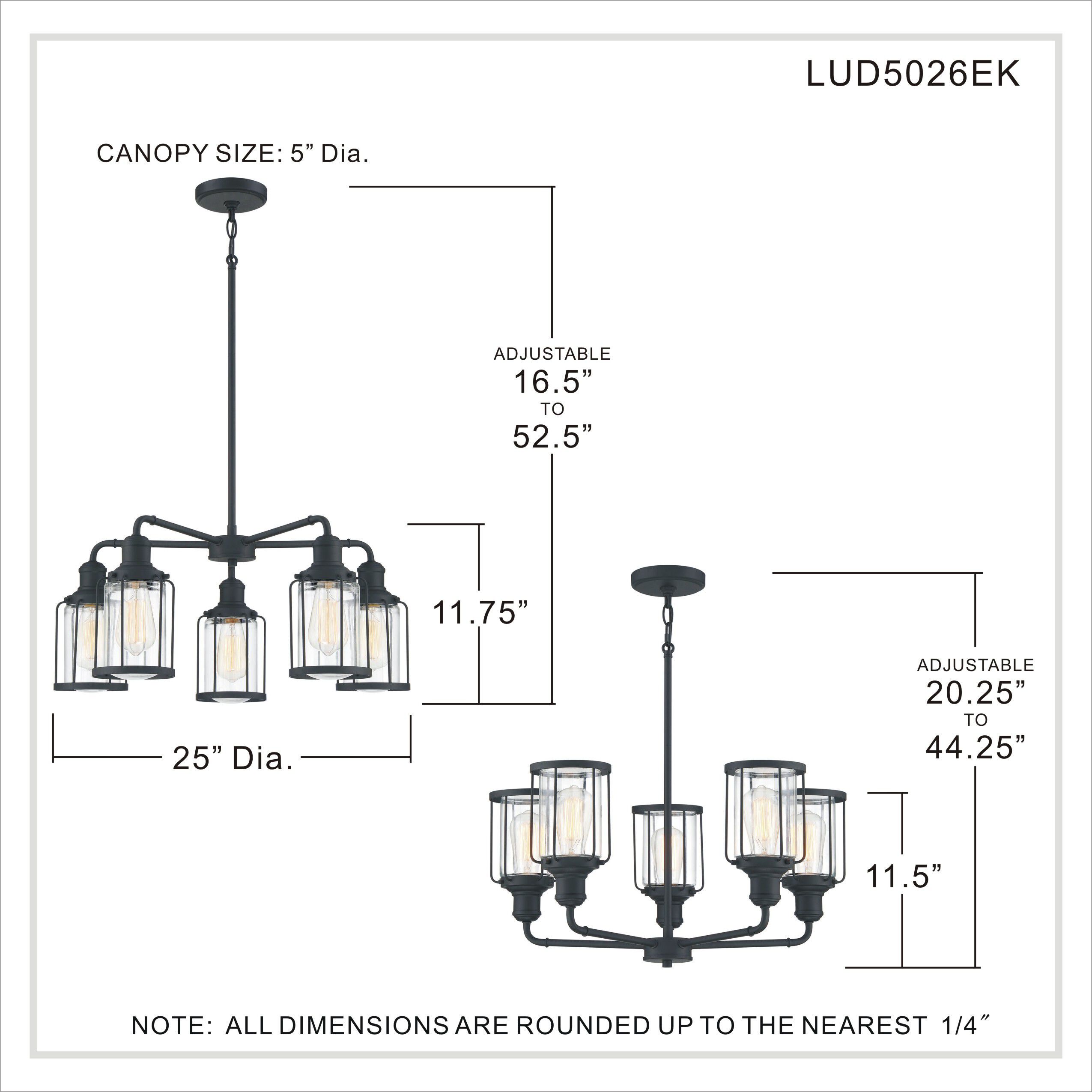 Ludlow 5 Light 25 inch Earth Black Chandelier Ceiling Light