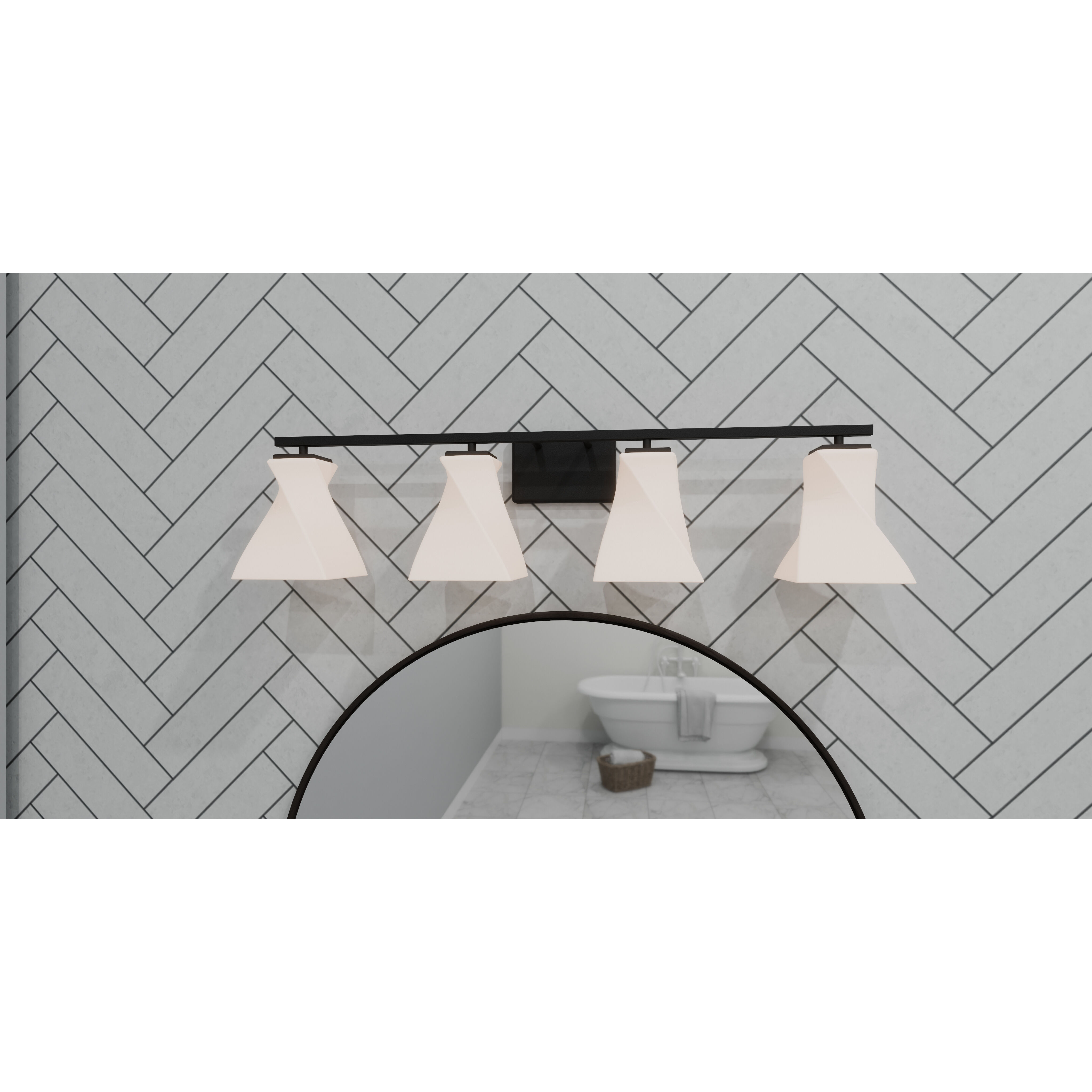Stetson 4 Light 34.25 inch Matte Black Bath Light Wall Light, Extra Large