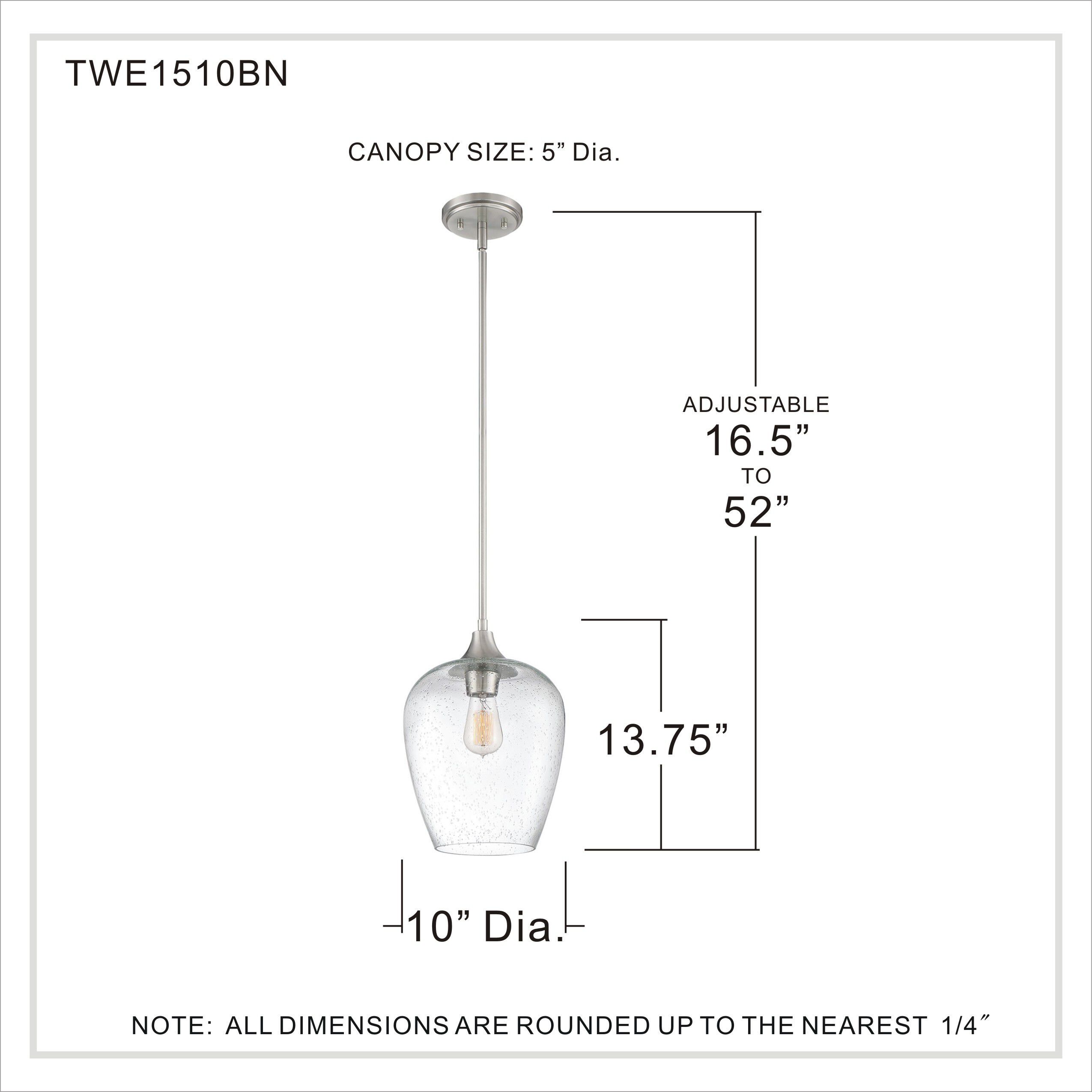 Towne 1 Light 10 inch Brushed Nickel Mini Pendant Ceiling Light