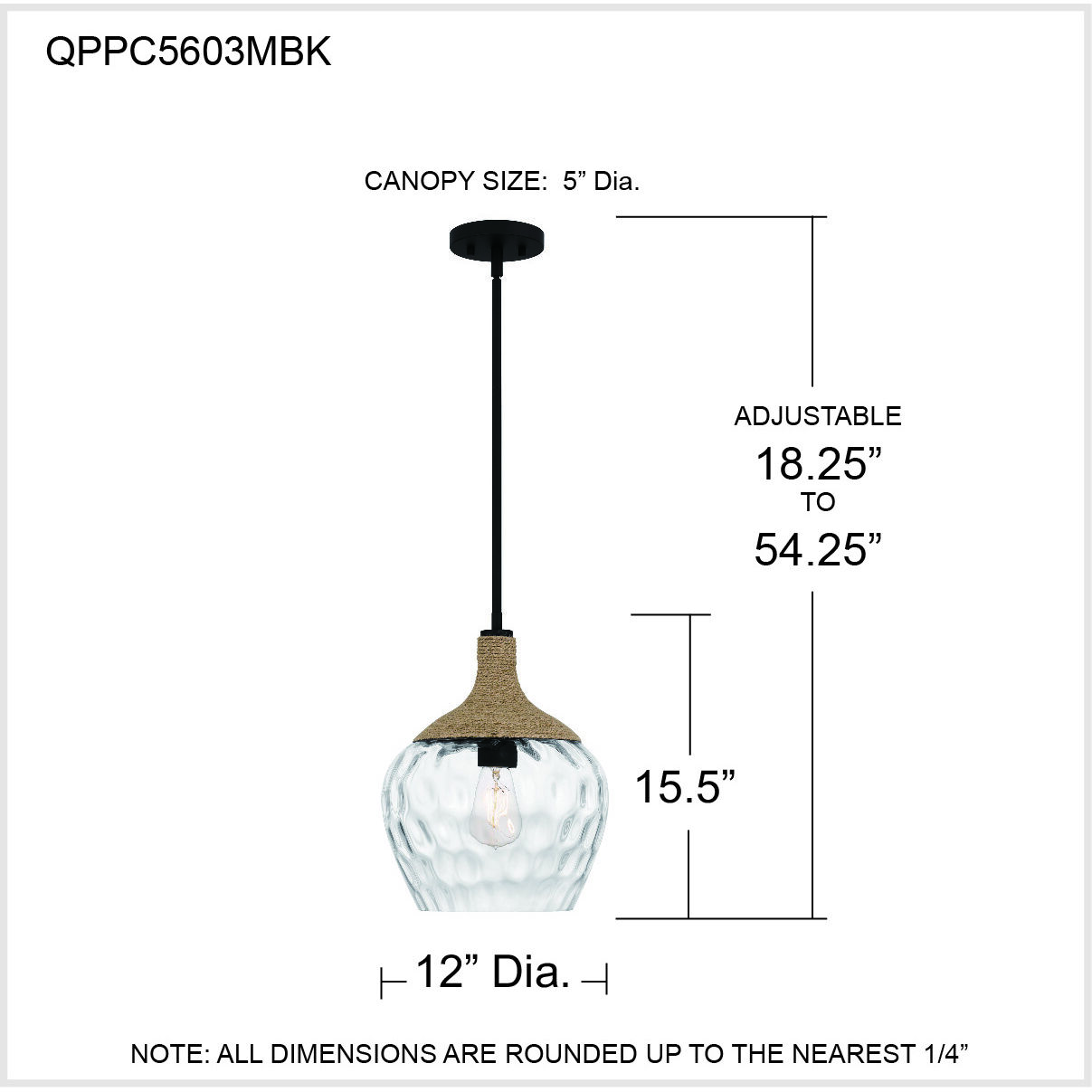 Royer 1 Light 12 inch Matte Black Mini Pendant Ceiling Light in Clear Glass