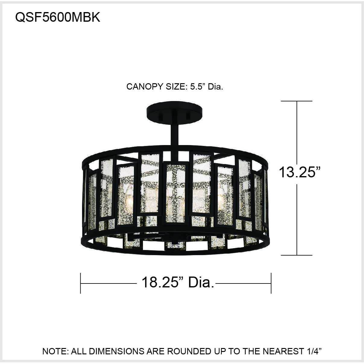 Bankston 4 Light 18 inch Matte Black Semi-Flush Mount Ceiling Light