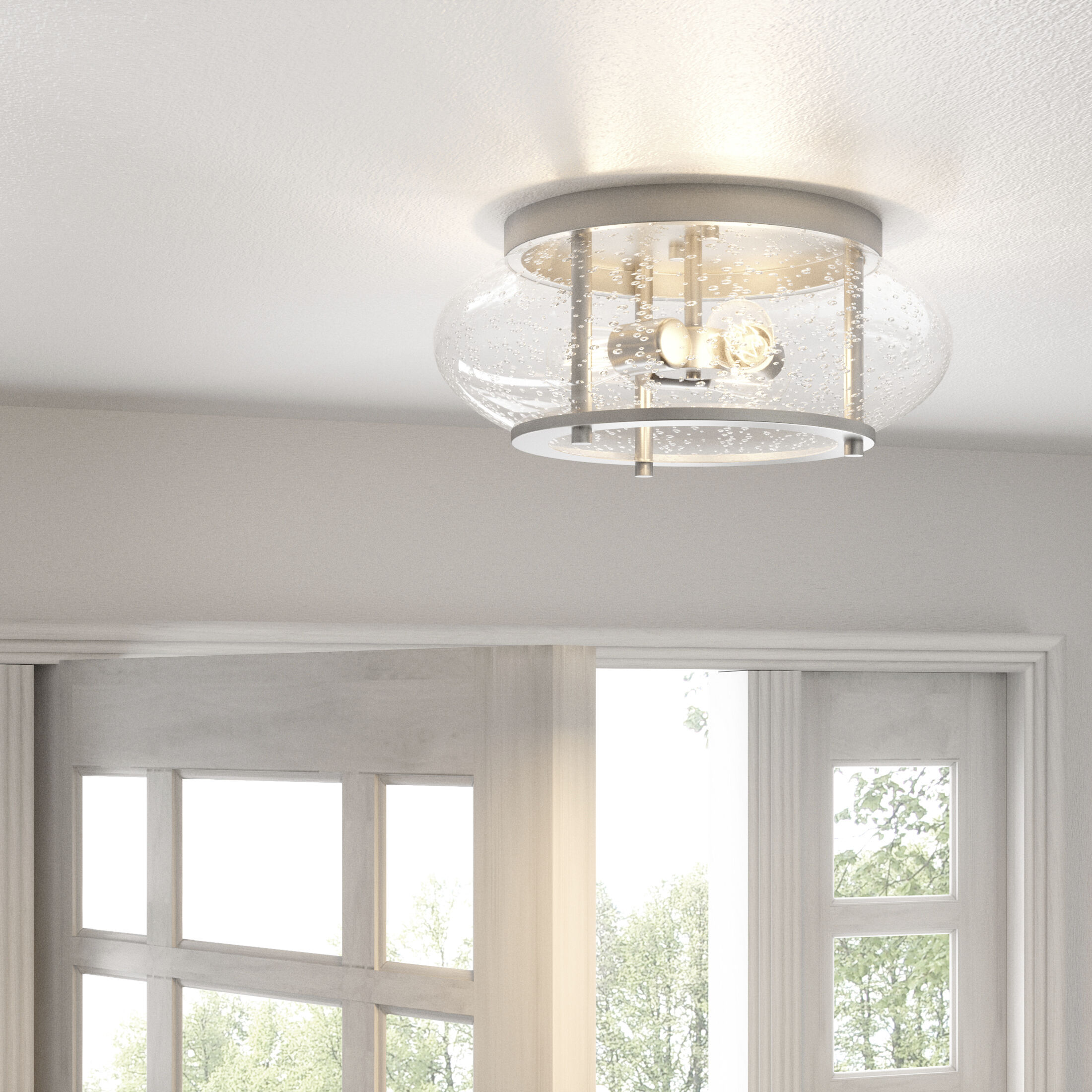 Trilogy 3 Light 16 inch Brushed Nickel Flush Mount Ceiling Light