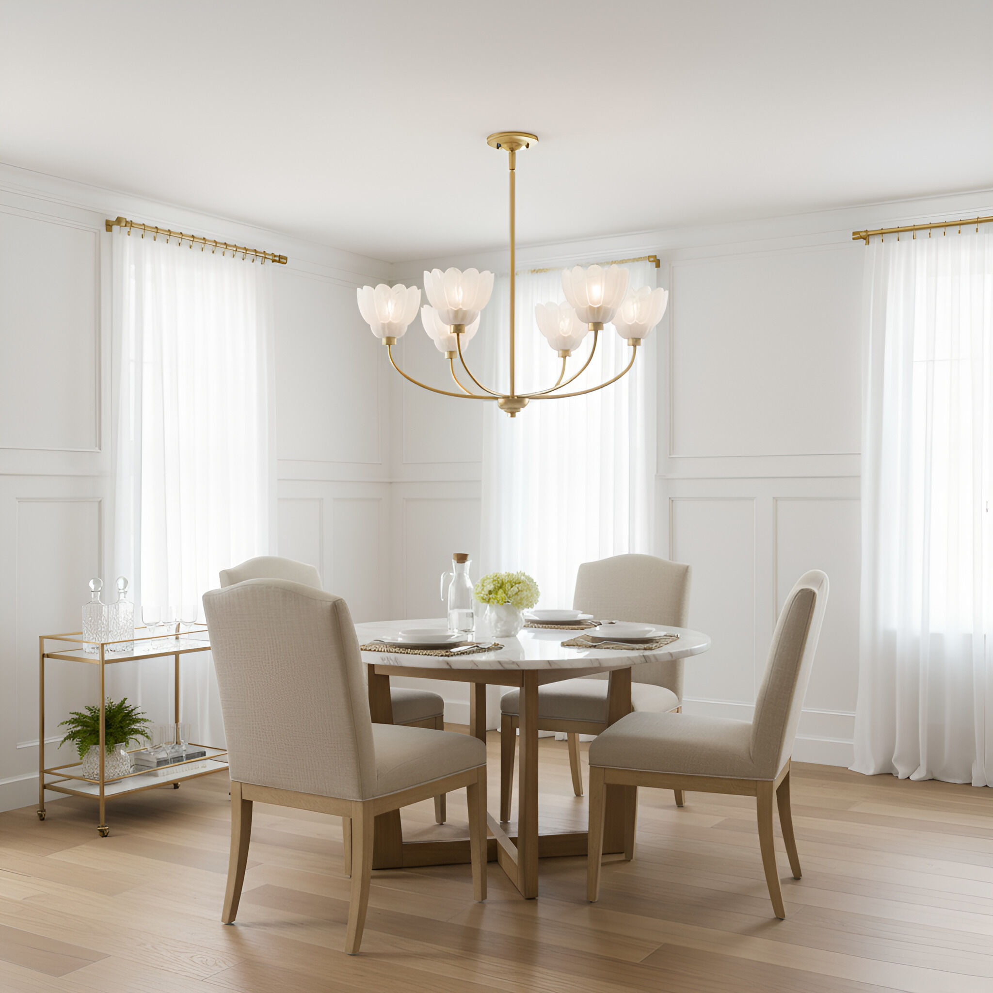 Whitecap 5 Light 28 inch Brushed Gold Chandelier Ceiling Light