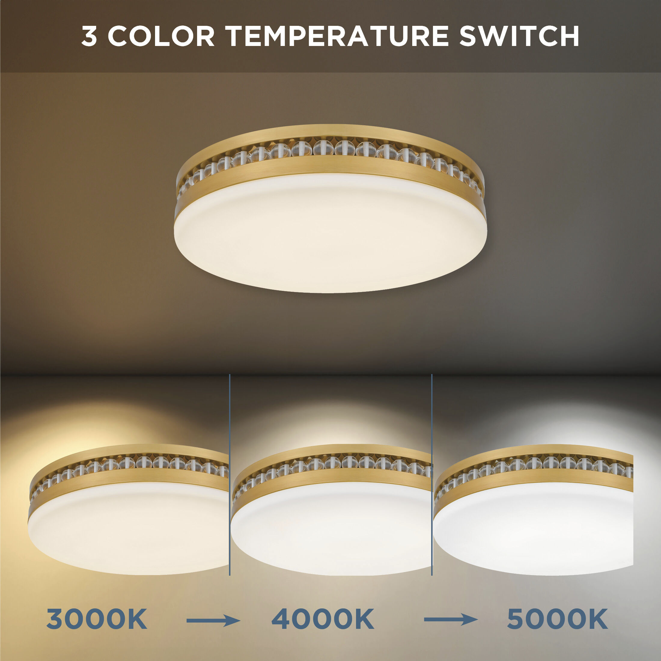 Carey LED 16 inch Brushed Gold Flush Mount Ceiling Light, Medium