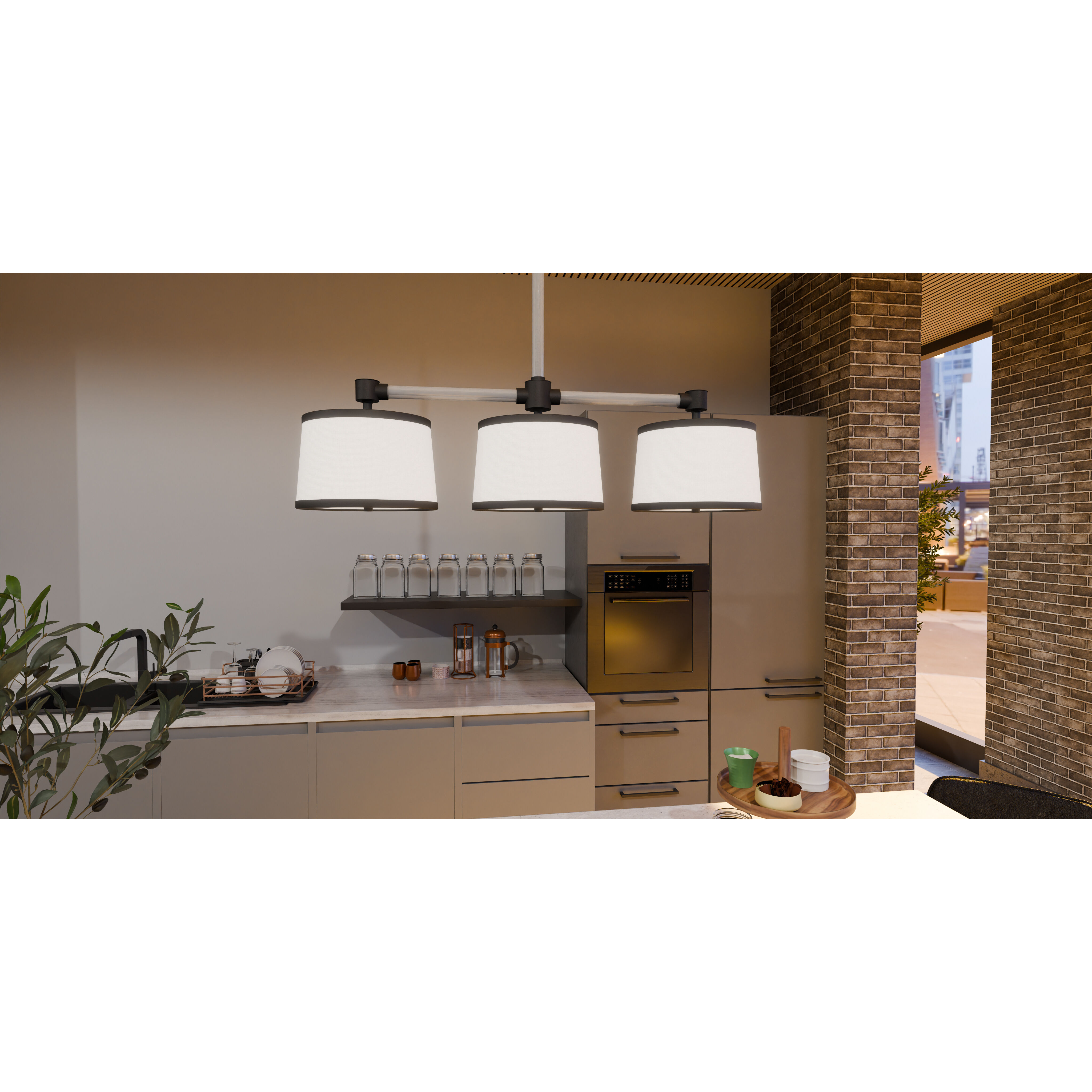 Kylen 3 Light 42 inch Matte Black Island Light Ceiling Light