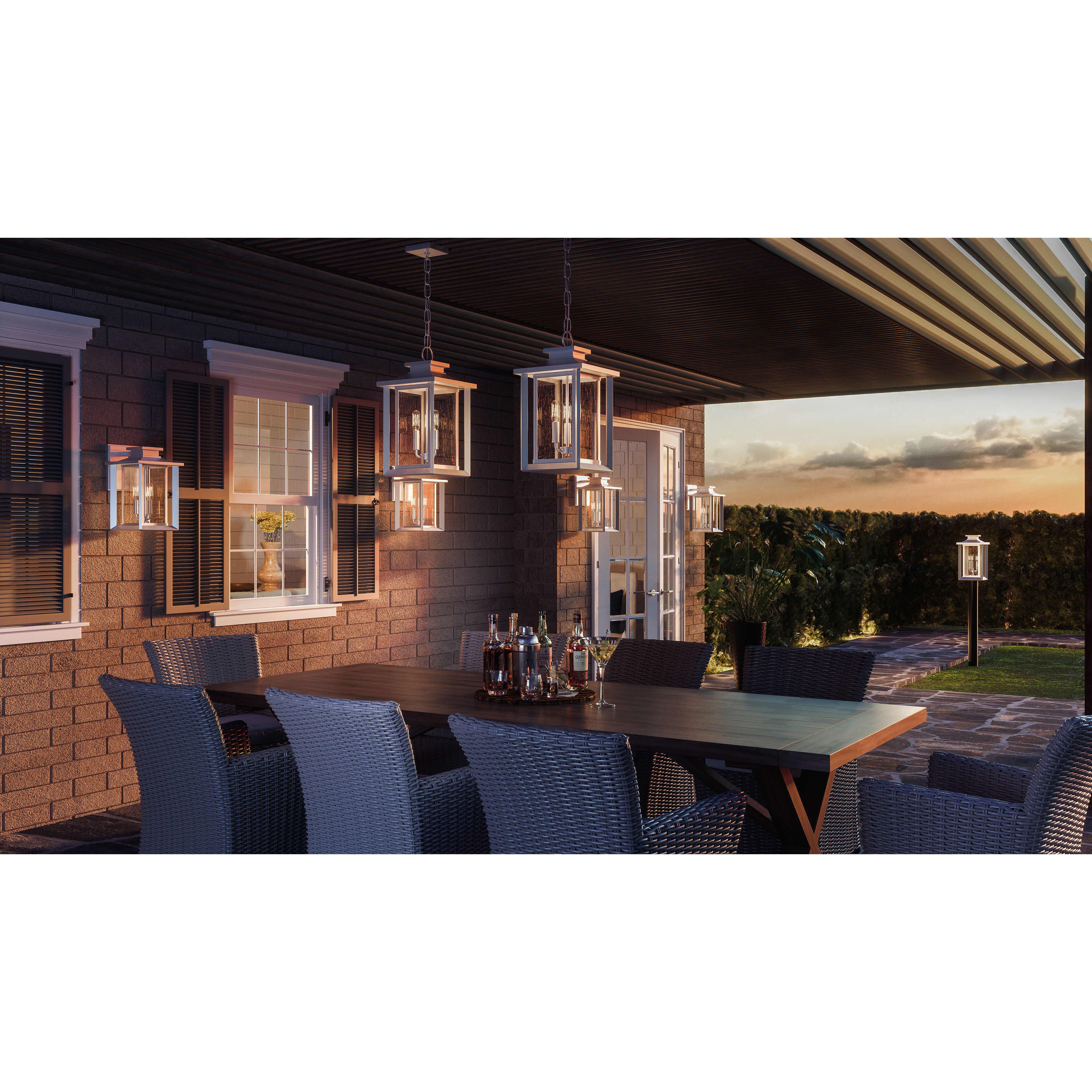 Wakefield 3 Light 17 inch White Lustre Outdoor Wall Lantern