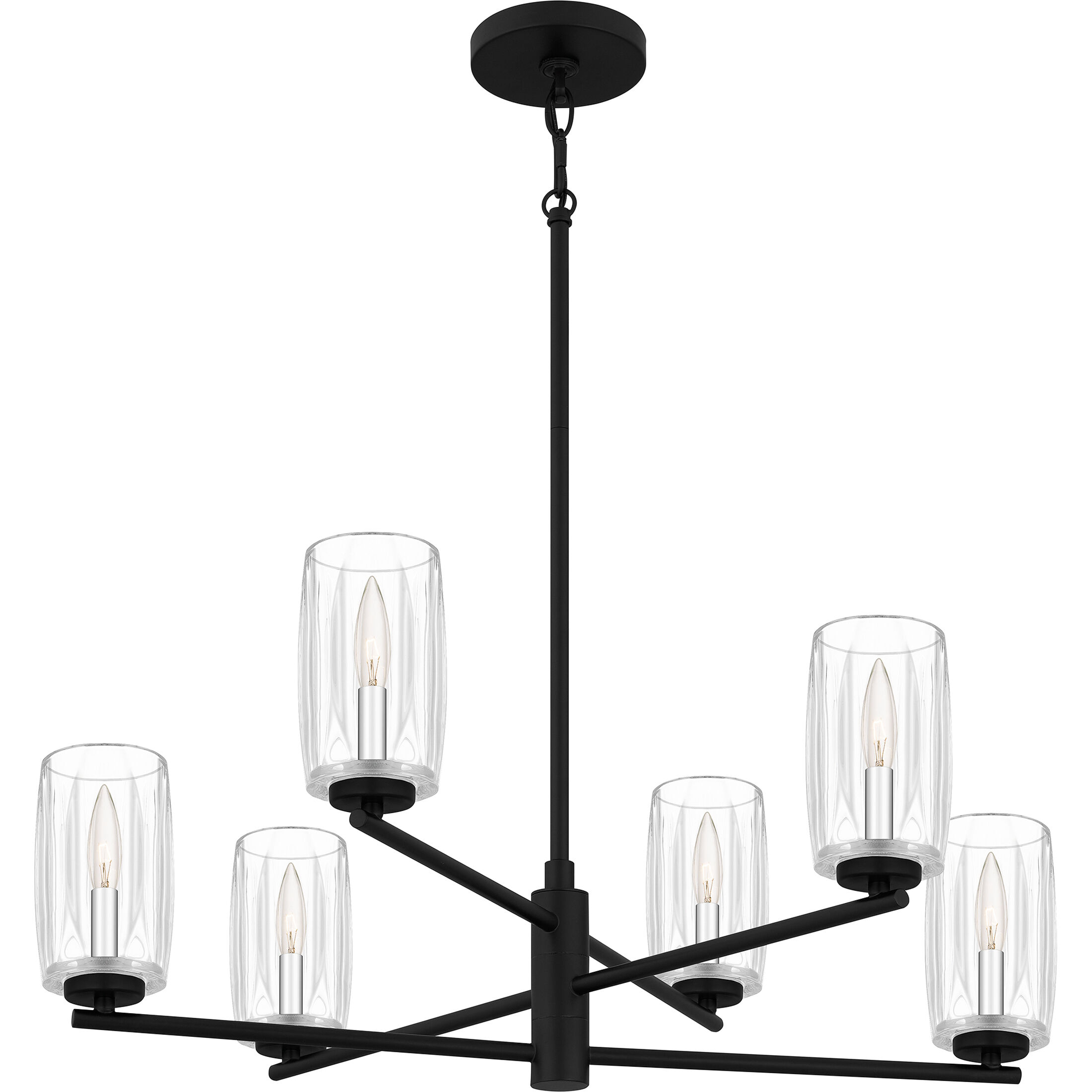 Cunningham 6 Light 26.75 inch Matte Black Chandelier Ceiling Light