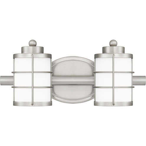 Hazlett 2 Light 15 inch Brushed Nickel Bath Light Wall Light