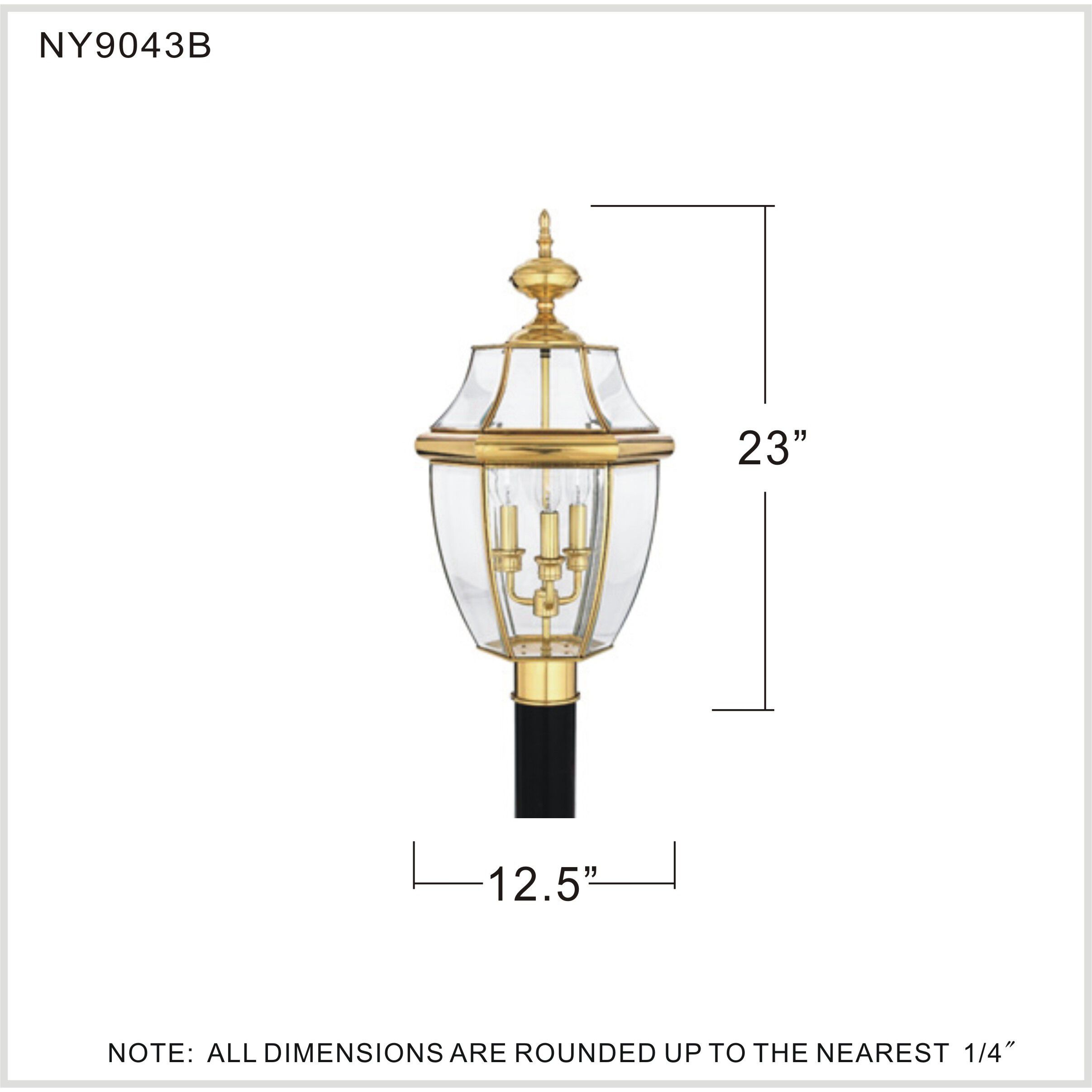 Newbury 3 Light 23 inch Polished Brass Outdoor Post Lantern