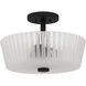 Gray 3 Light 16 inch Matte Black Semi-Flush Mount Ceiling Light, Medium