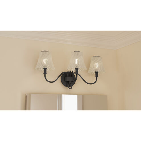 McKinney 3 Light 23 inch Matte Black Bath Light Wall Light