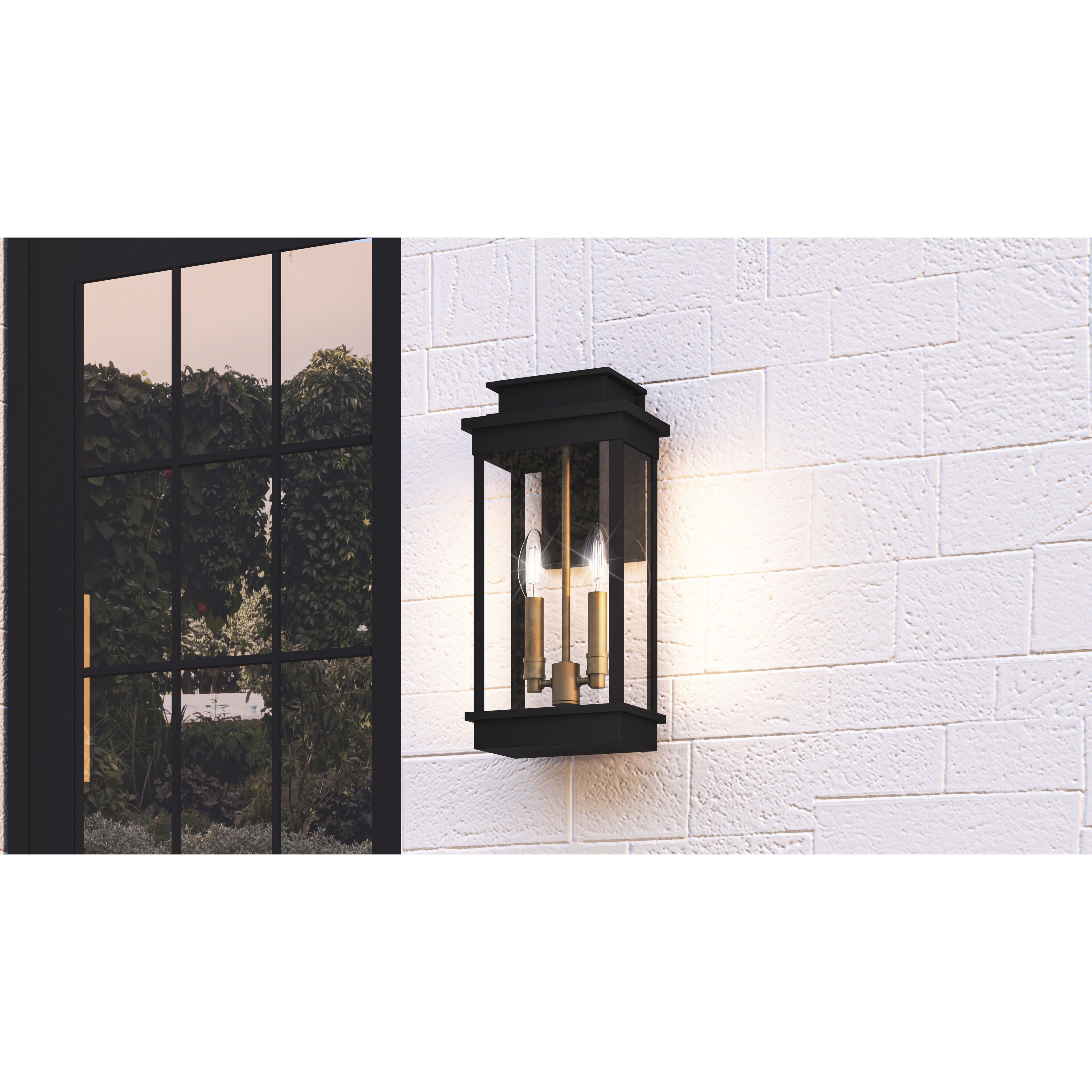 Noelle 2 Light 16 inch Matte Black Outdoor Wall Lantern