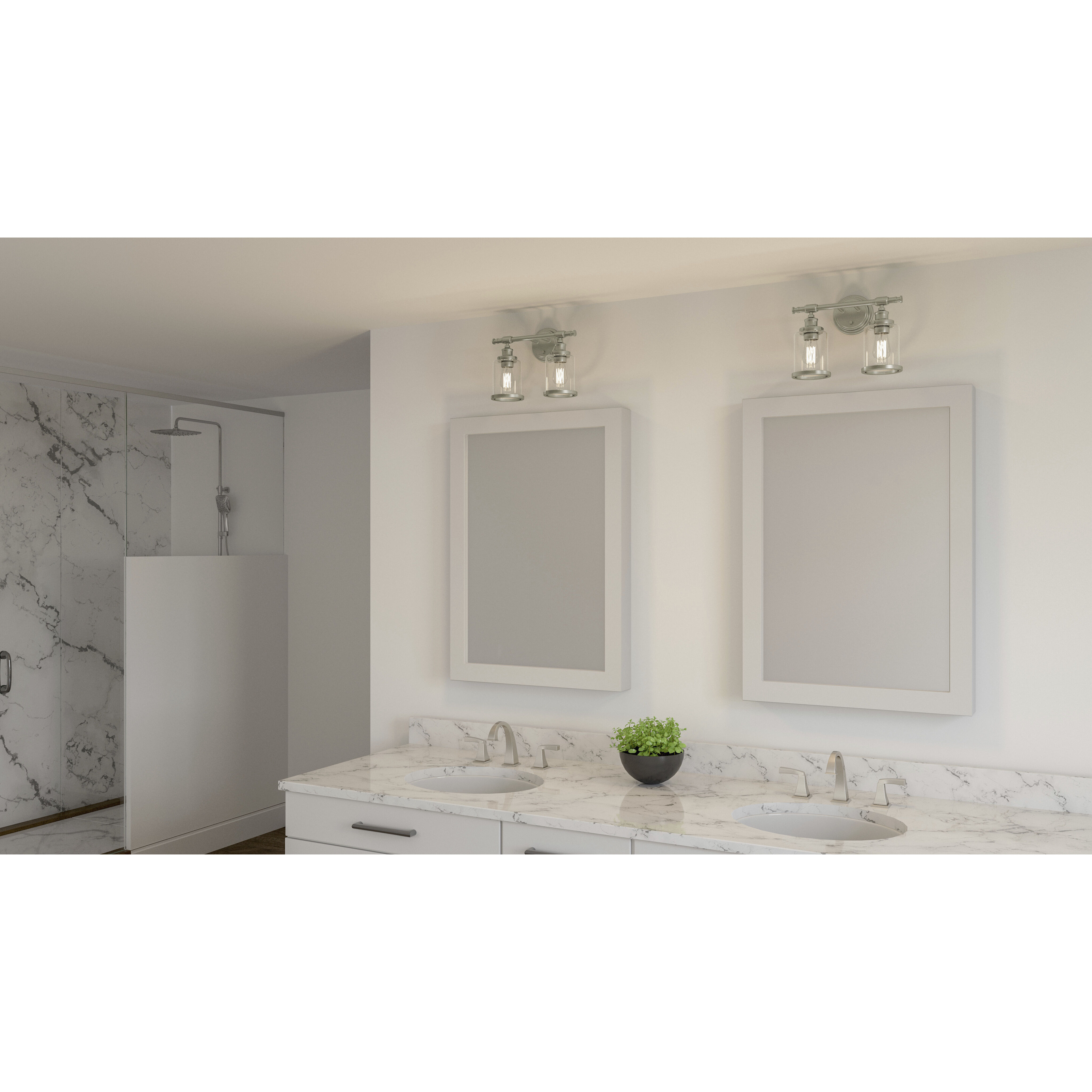 Dixie 2 Light 15 inch Brushed Nickel Bath Light Wall Light