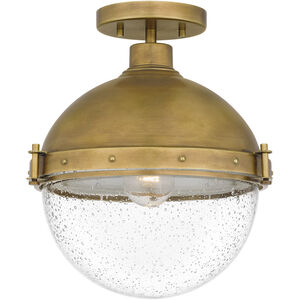 Perrine 1 Light 12 inch Weathered Brass Semi-Flush Mount Ceiling Light