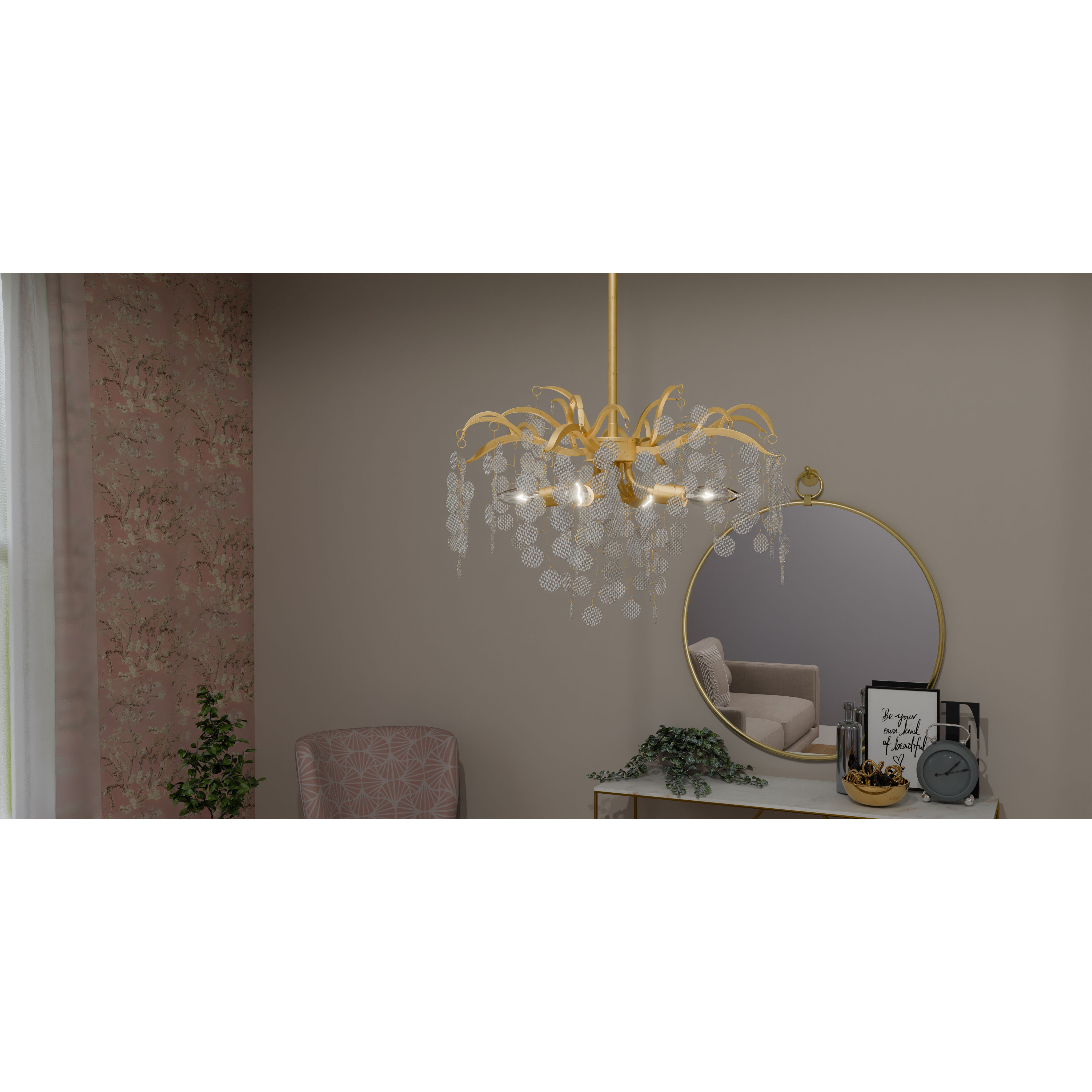 Maple 4 Light 22 inch Gold Leaf Pendant Ceiling Light