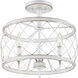 Dury 3 Light 14 inch Antique White Semi-Flushmount Ceiling Light, Medium