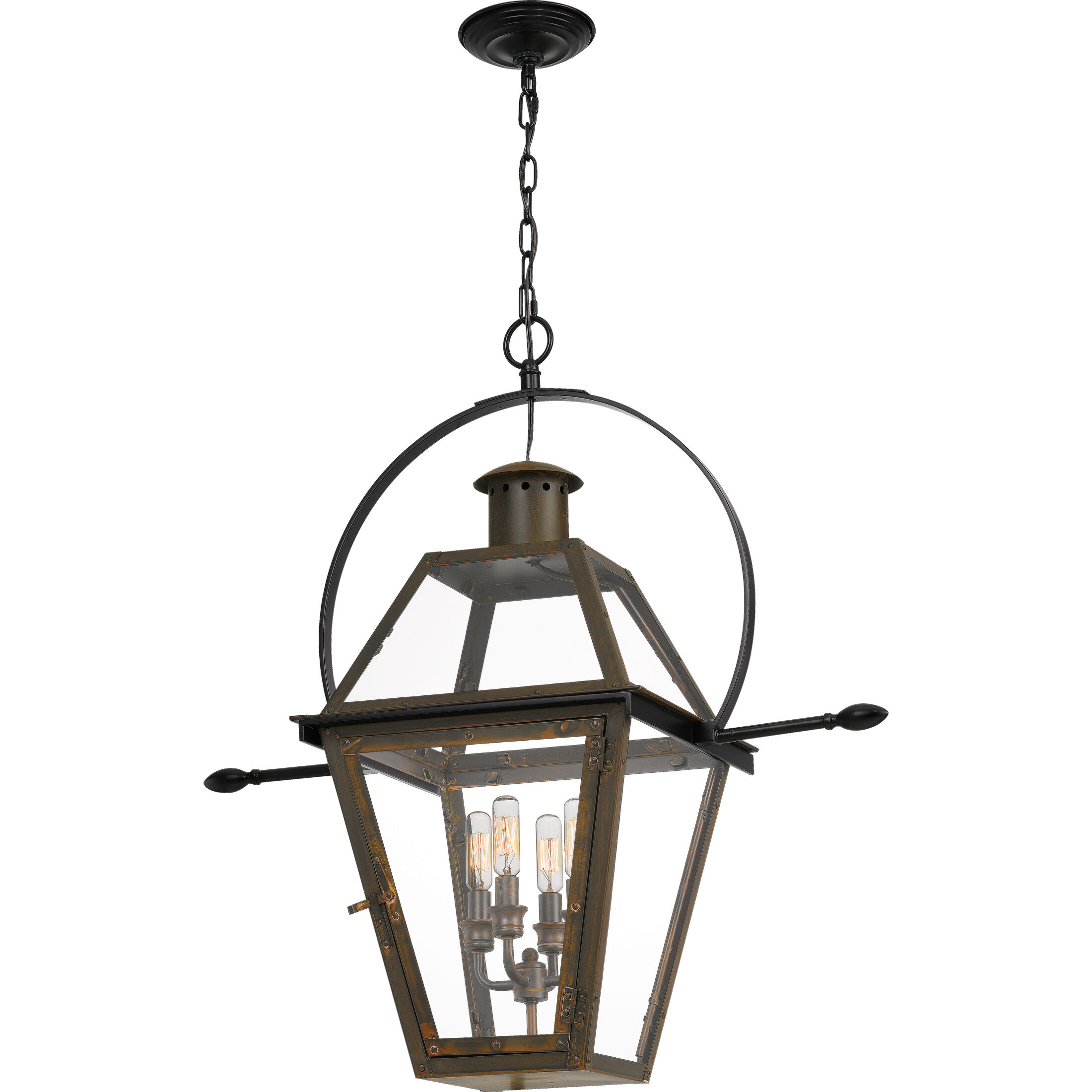 Rue De Royal 4 Light 28 inch Industrial Bronze Outdoor Hanging Lantern