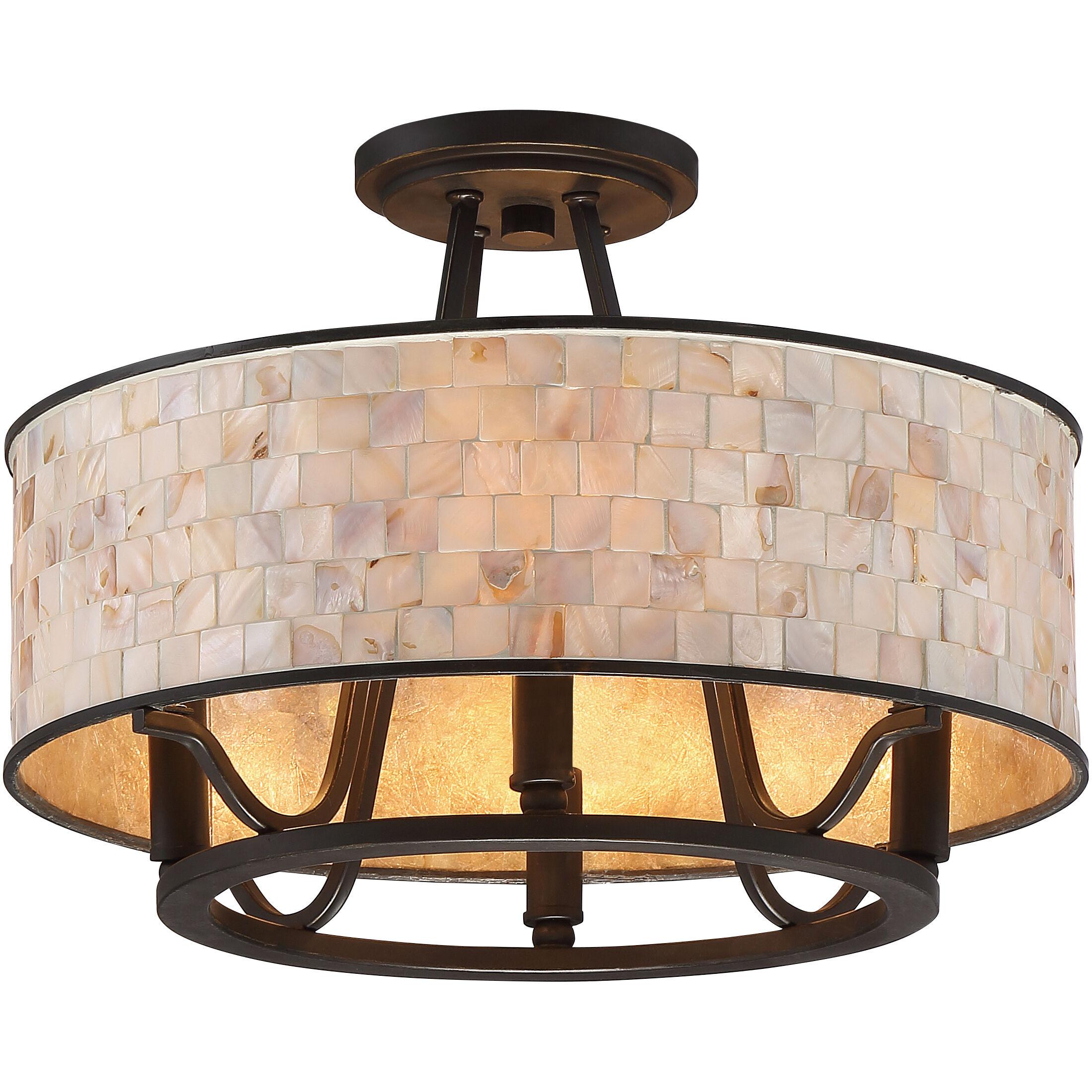 Aristocrat 4 Light 16 inch Palladian Bronze Semi-Flush Mount Ceiling Light, Naturals
