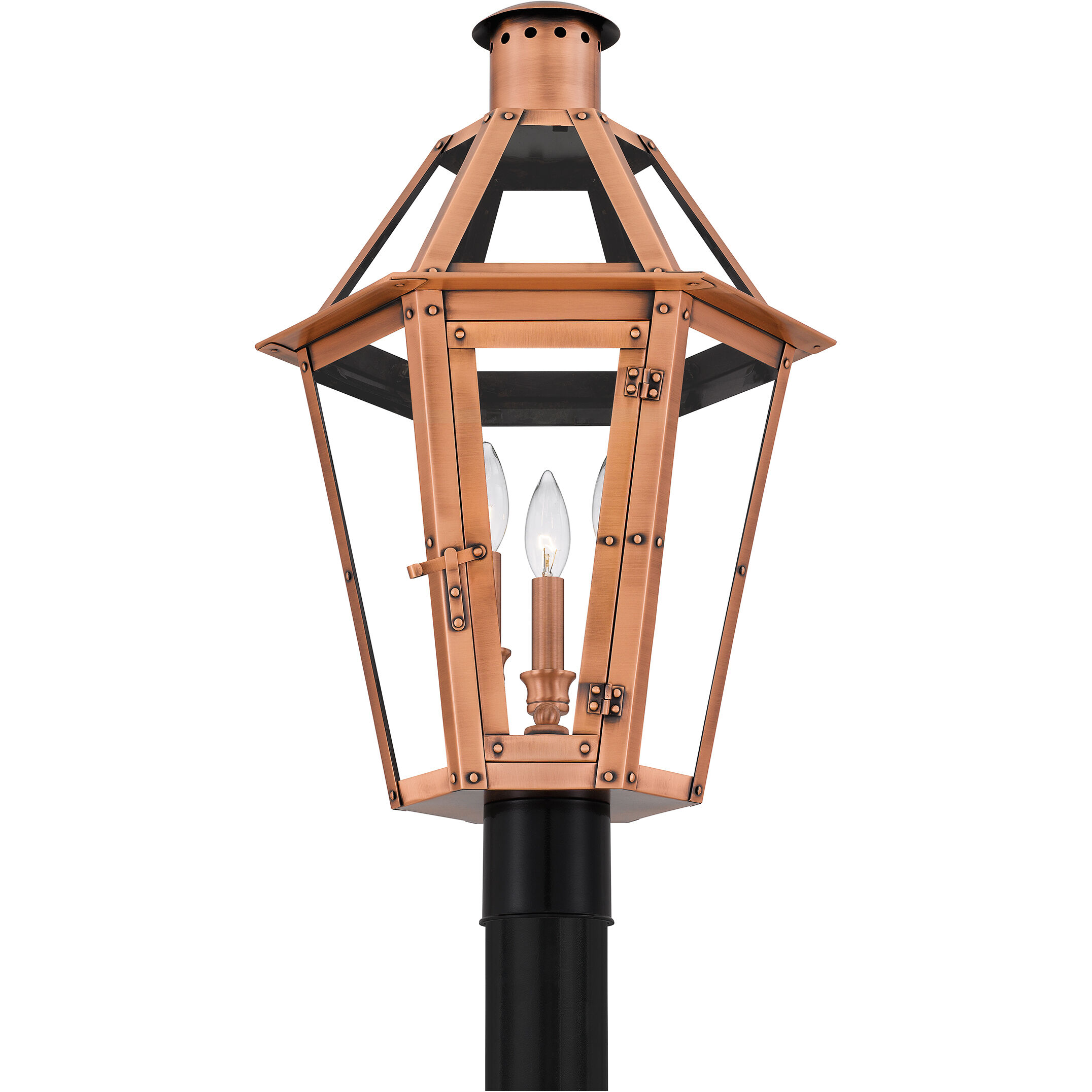 Burdett 3 Light 25 inch Aged Copper Outdoor Post Lantern