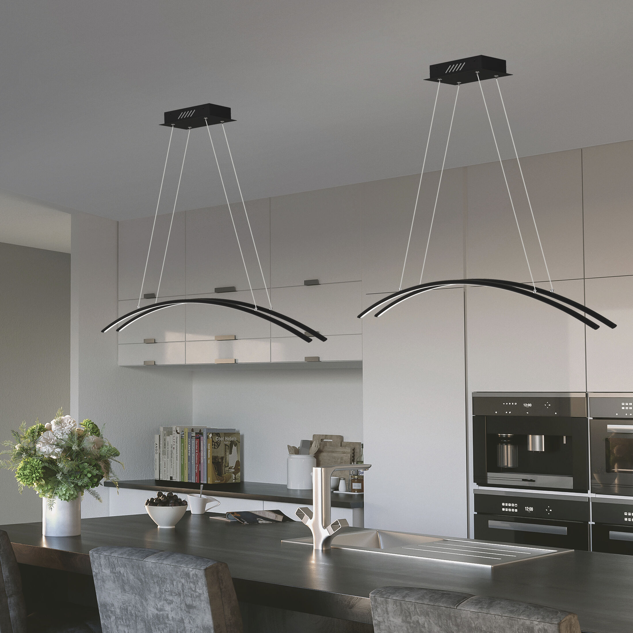 Quoizel PCFA239EK Fanfare LED 40 inch Earth Black Island Chandelier Ceiling  Light