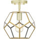 Kinslee 1 Light 10 inch Polished Brass Semi-Flush Mount Ceiling Light