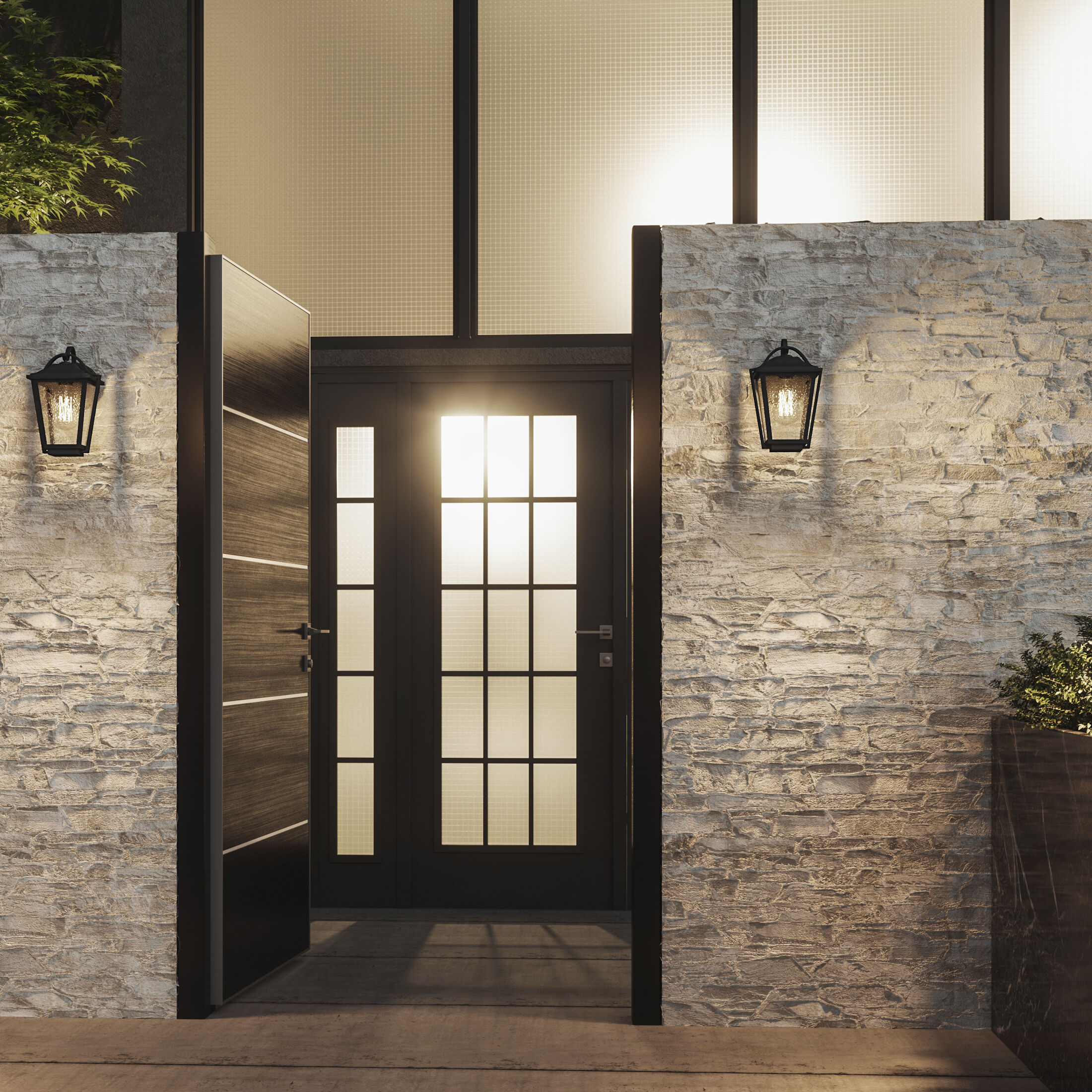 Darius 1 Light 12 inch Earth Black Outdoor Wall Light