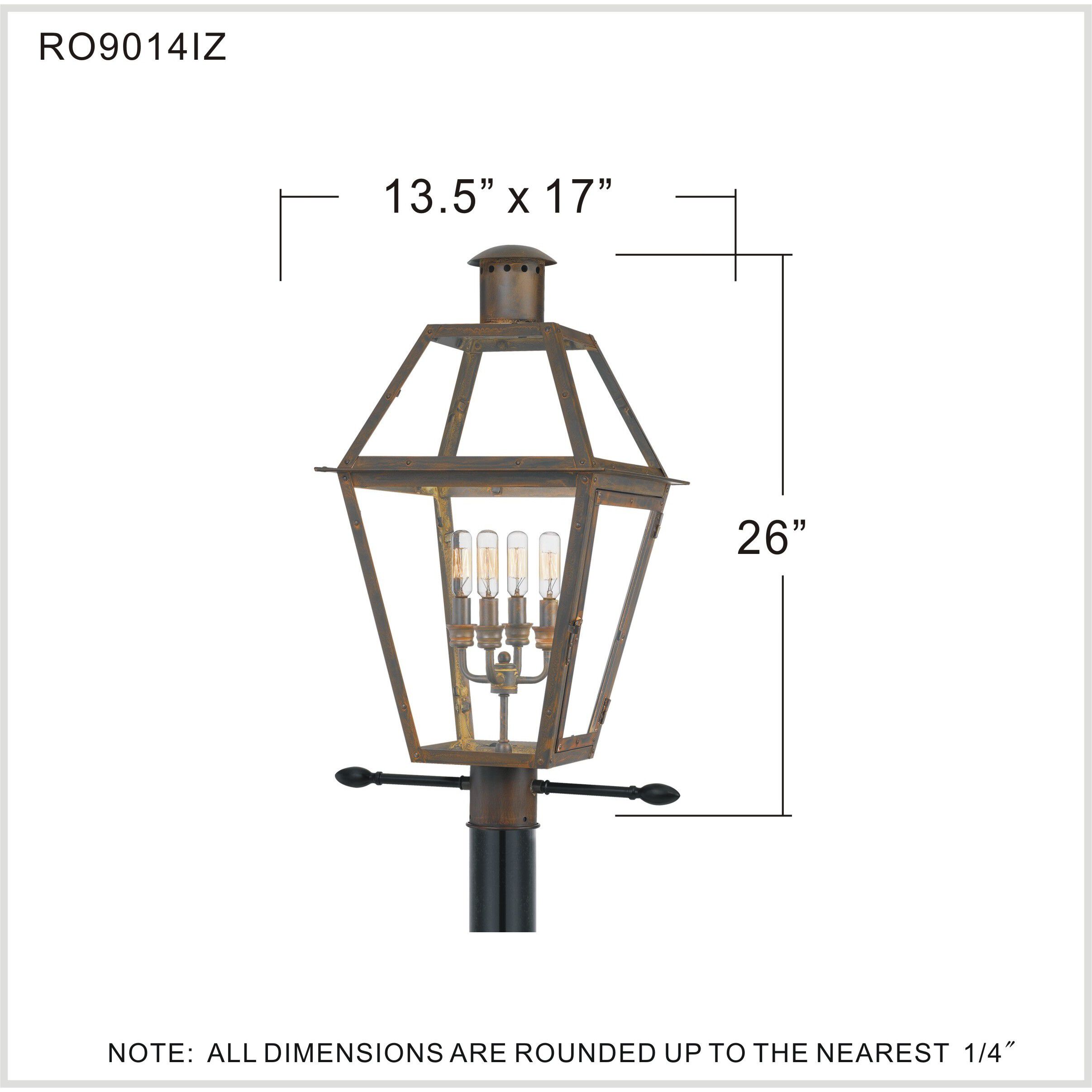 Rue De Royal 4 Light 26 inch Industrial Bronze Outdoor Post Lantern