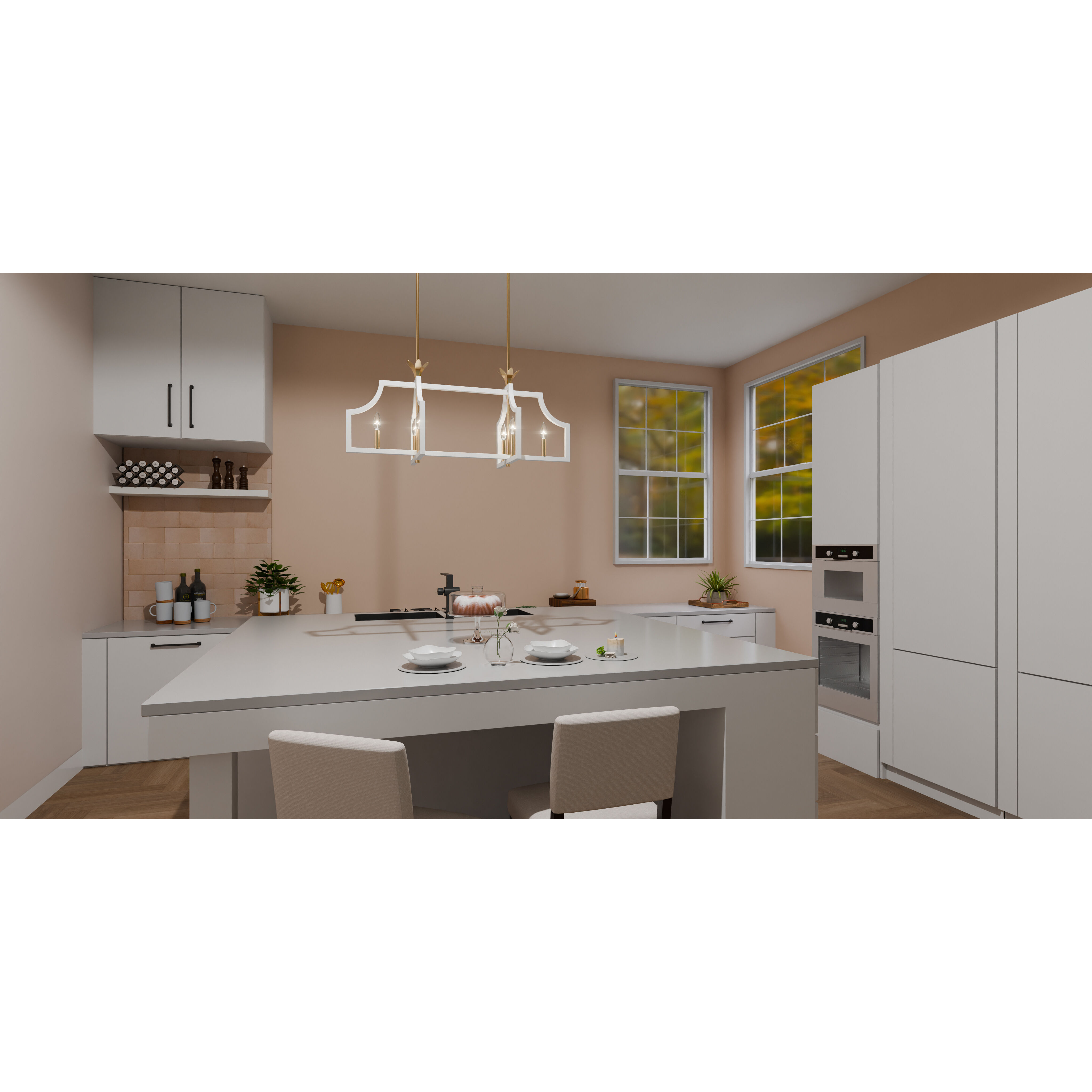 Dusty Lane 6 Light 38 inch White Island Light Ceiling Light