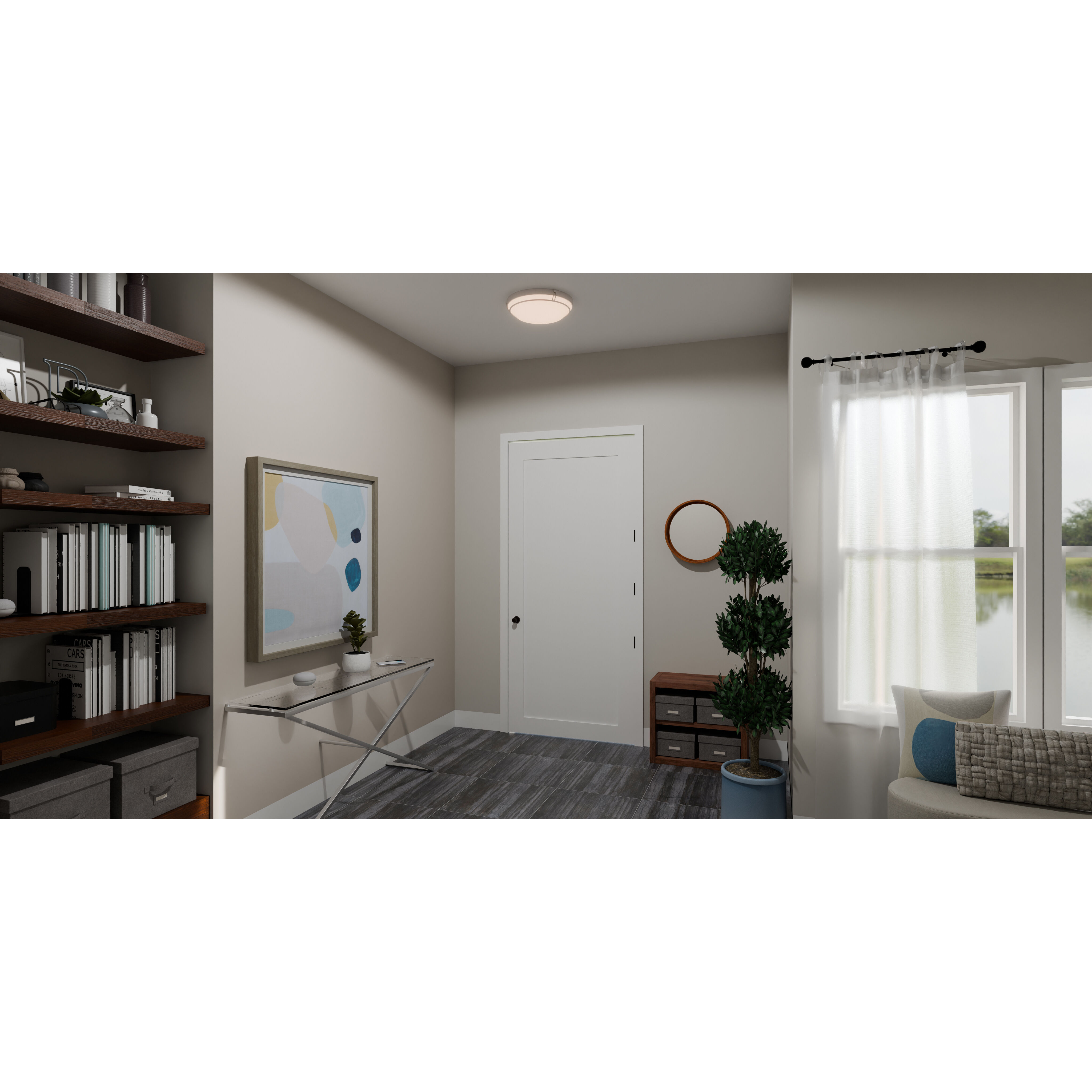 Dunbar 16 inch Brushed Nickel Flush Mount Ceiling Light