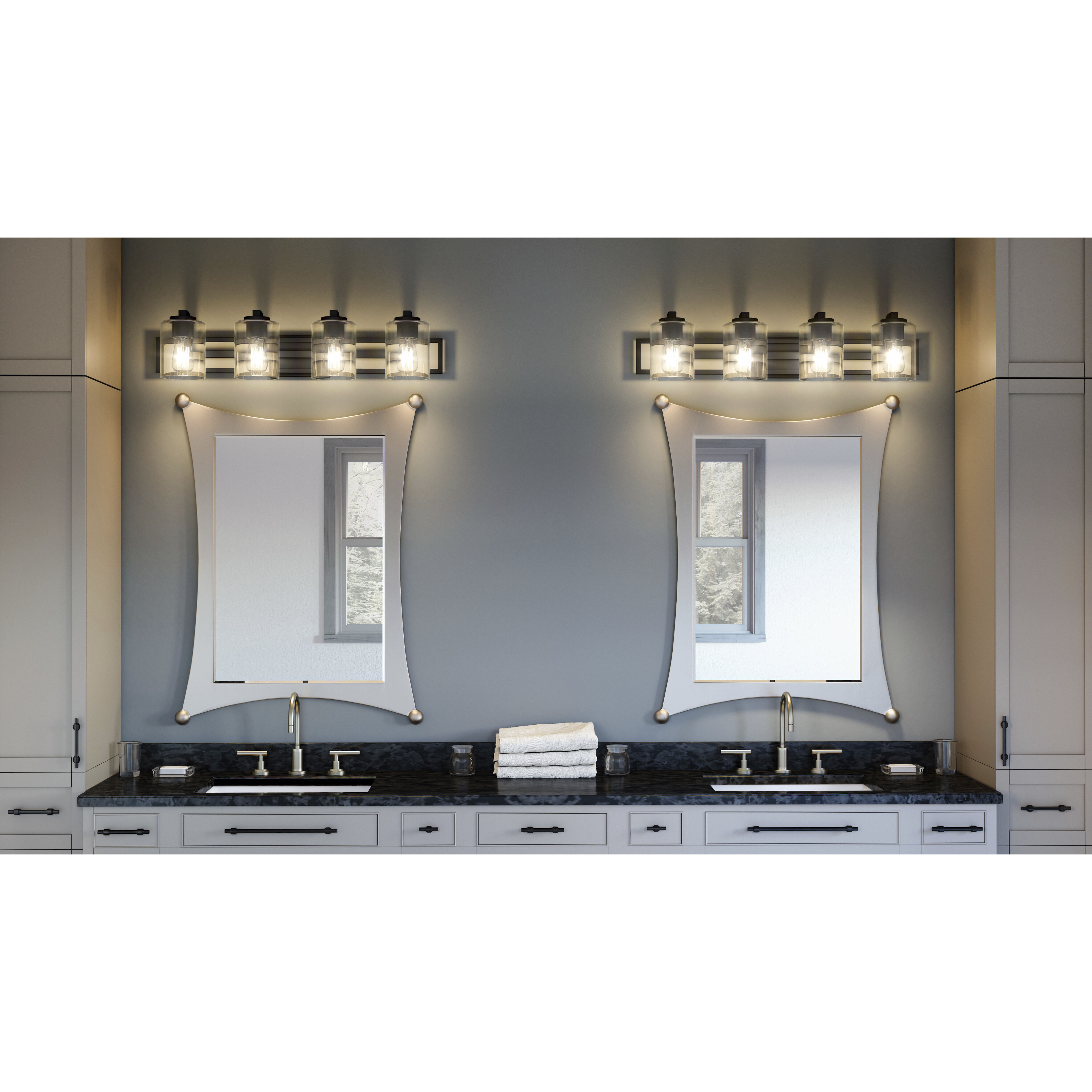 Lansdowne 4 Light 32 inch Matte Black Bath Light Wall Light