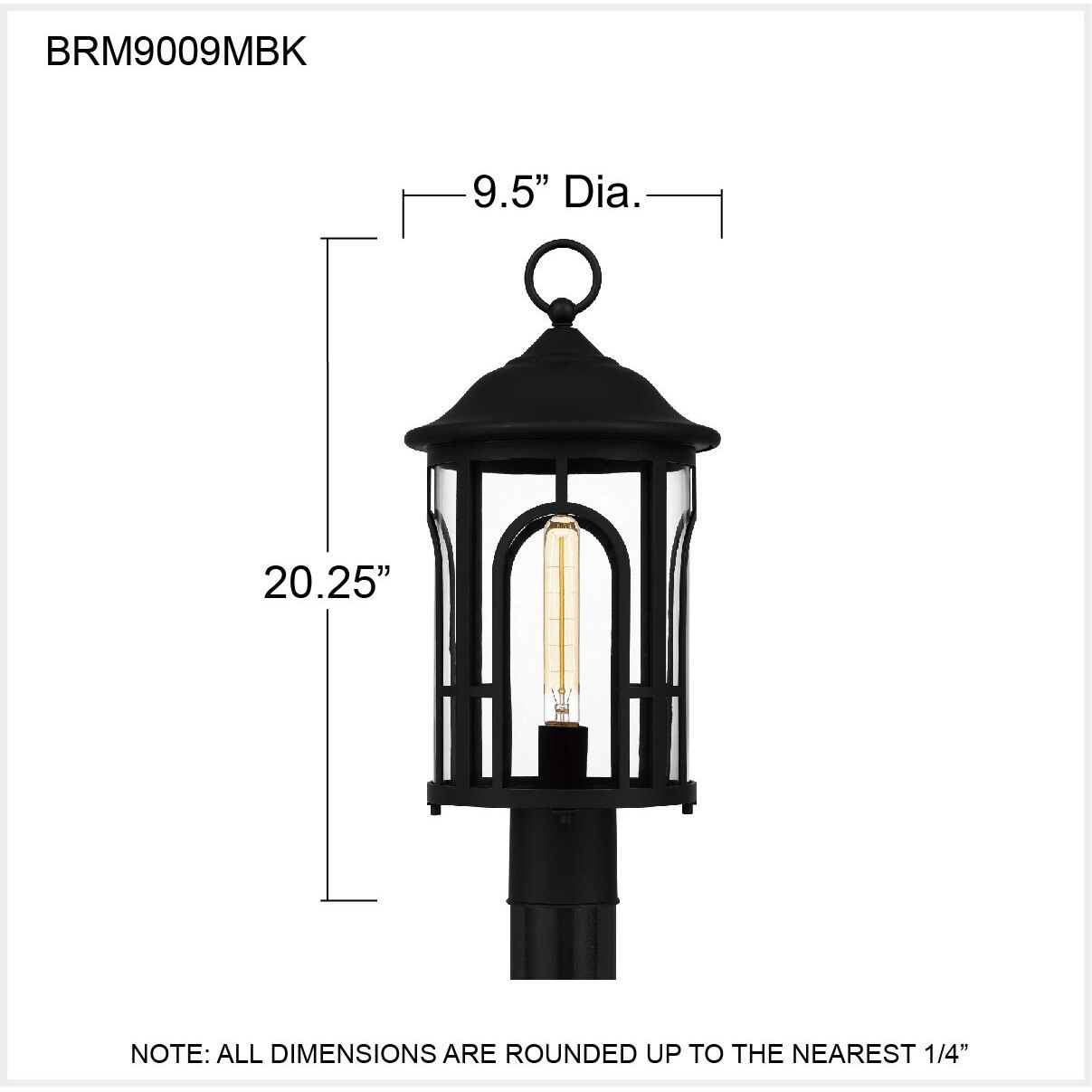Brampton 1 Light 20.25 inch Matte Black Outdoor Post Lantern