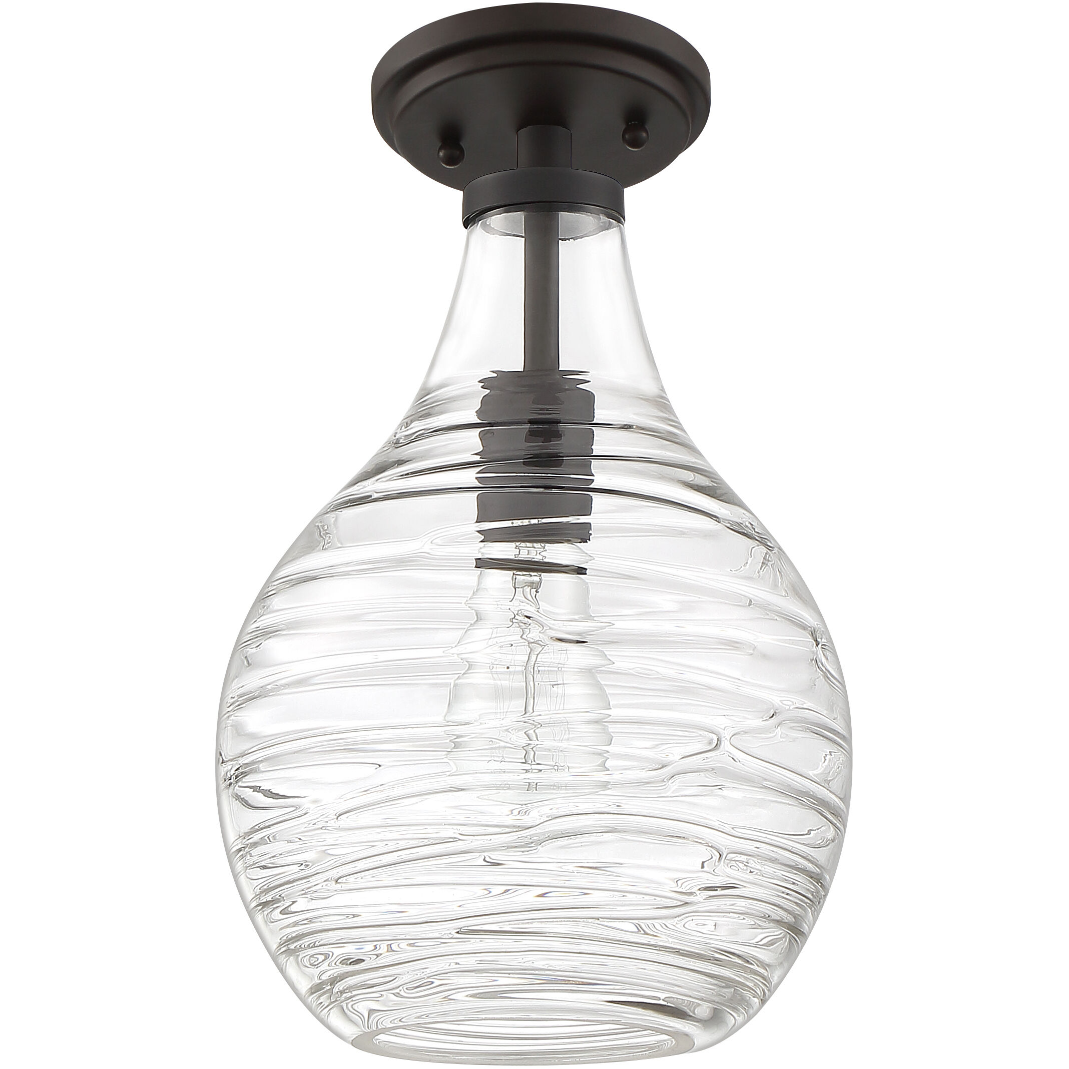 Genie 1 Light 9 inch Old Bronze Semi-Flush Mount Ceiling Light