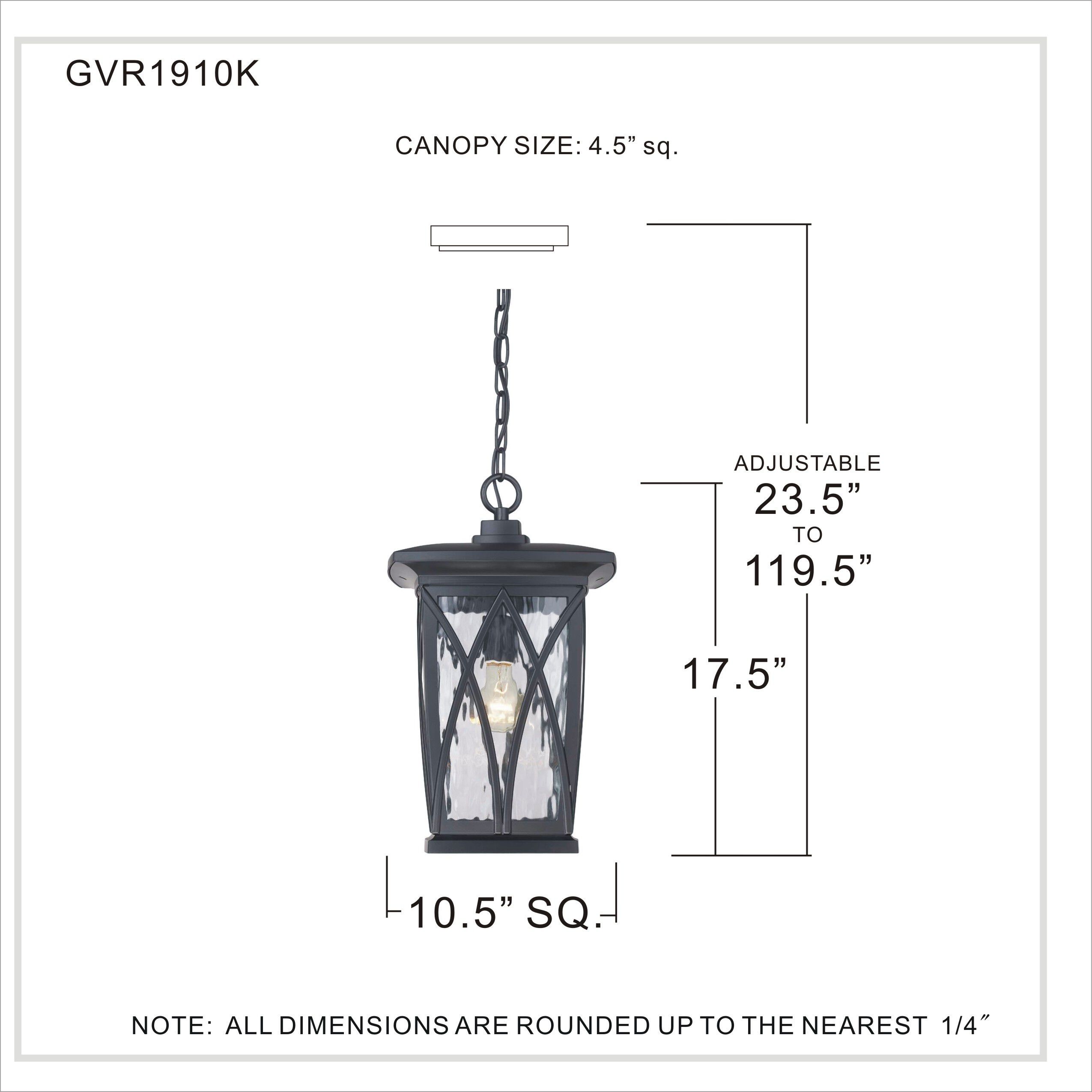 Grover 1 Light 11 inch Mystic Black Outdoor Hanging Lantern