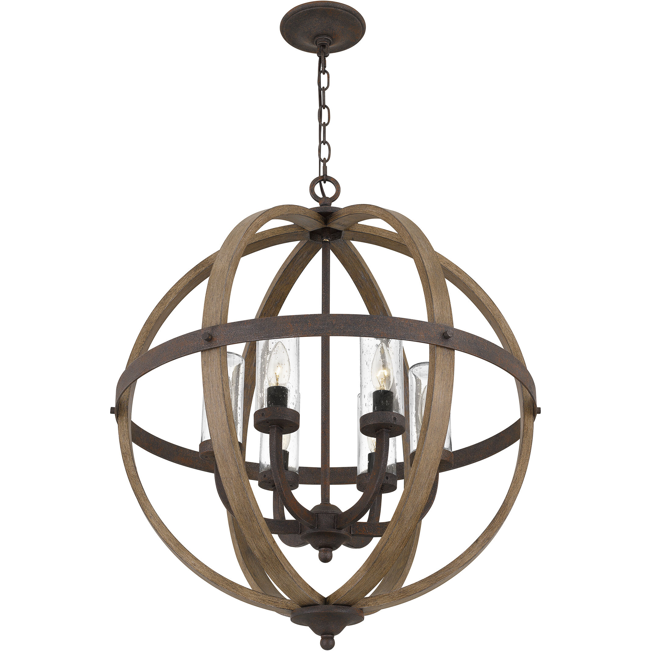 Fusion 6 Light 25 inch Rustic Black Pendant Ceiling Light