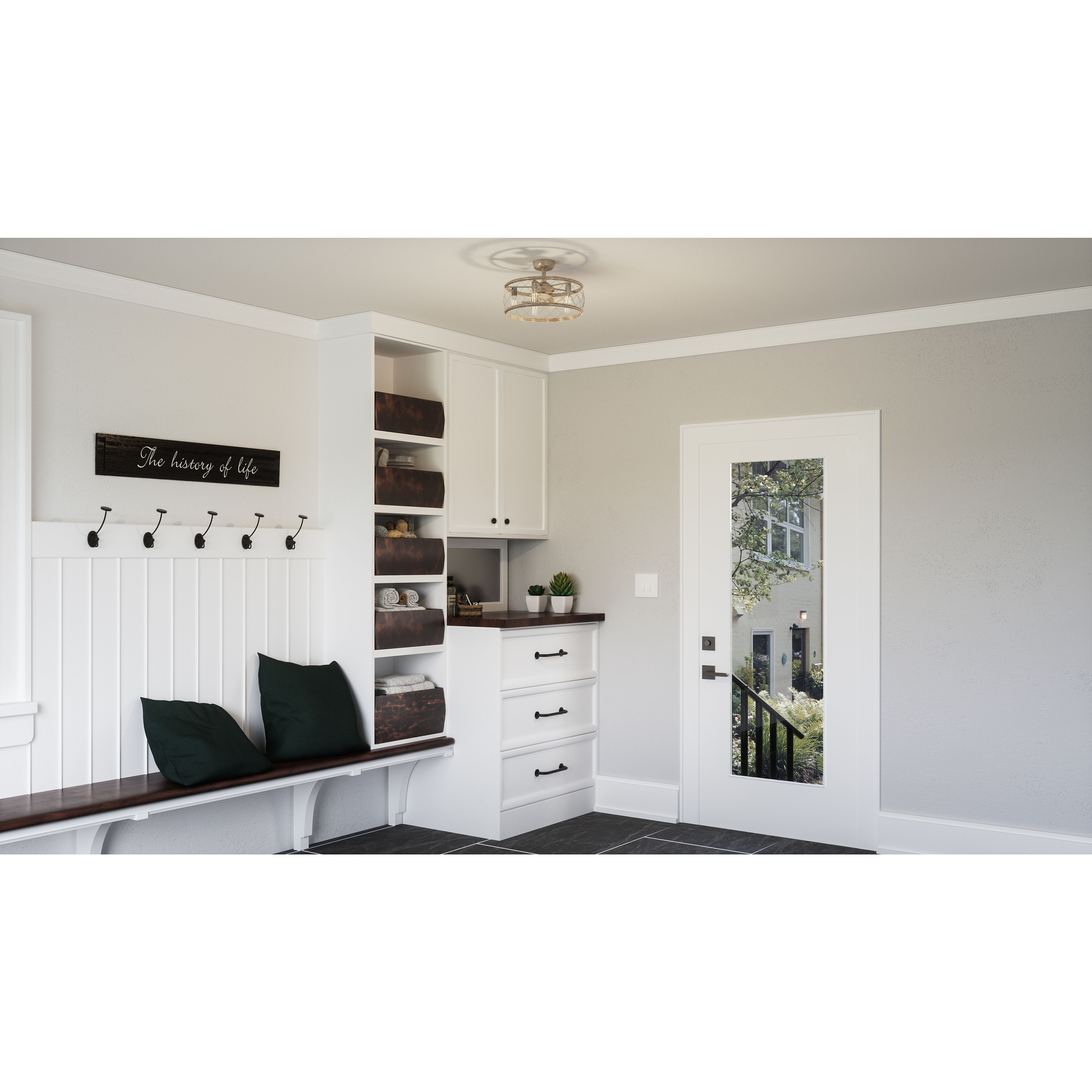 Dury 22 inch Century Silver Leaf with Silver Blades Fandelier